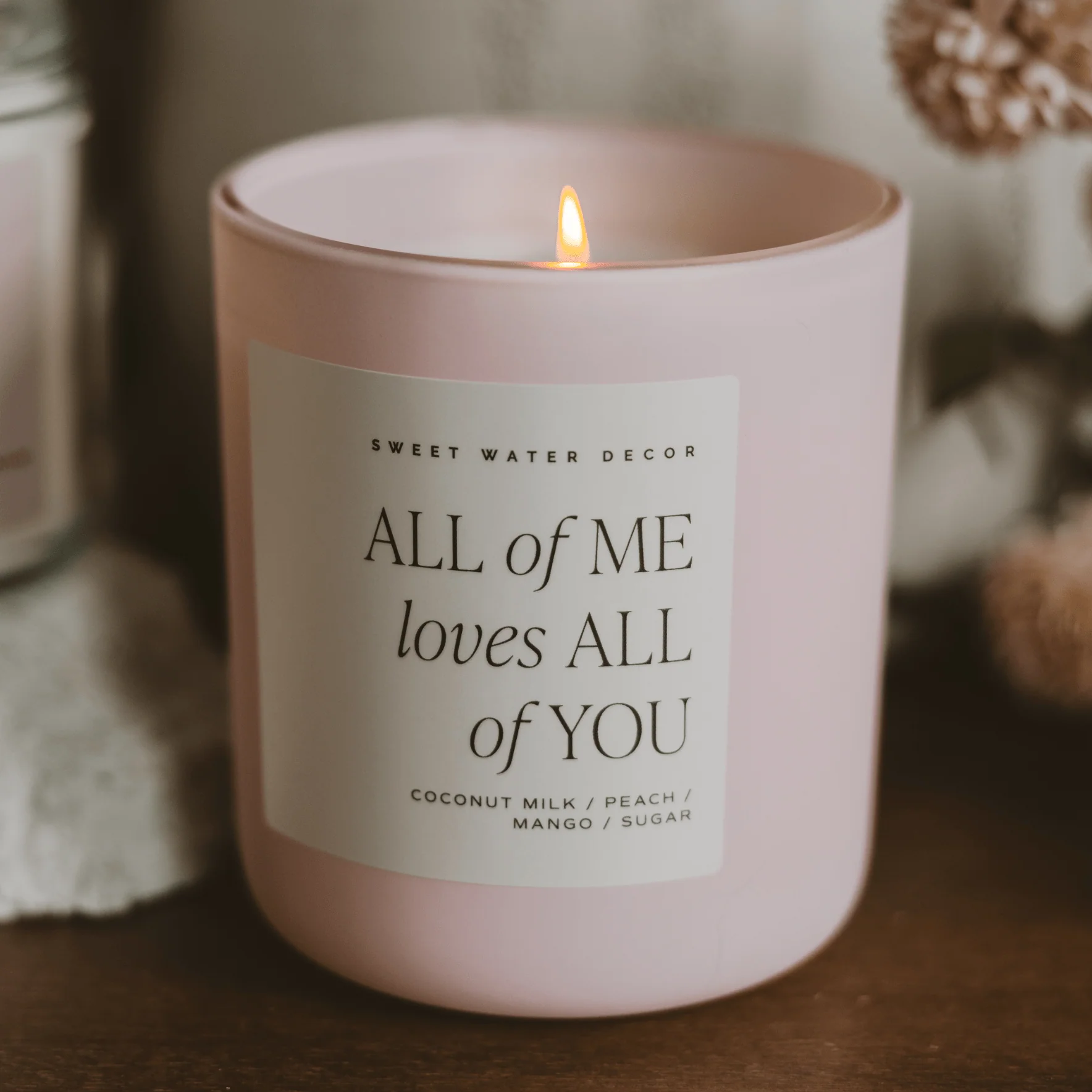 All of Me Loves All of You Soy Candle - Pink Matte Jar - 15 oz - Image 3