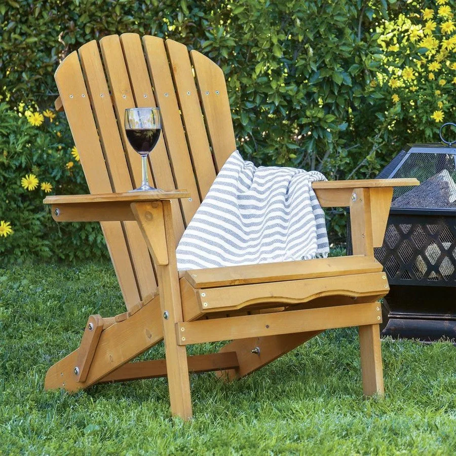 All Weather Adirondack Large Foldable Chair Natural Finish - Image 5