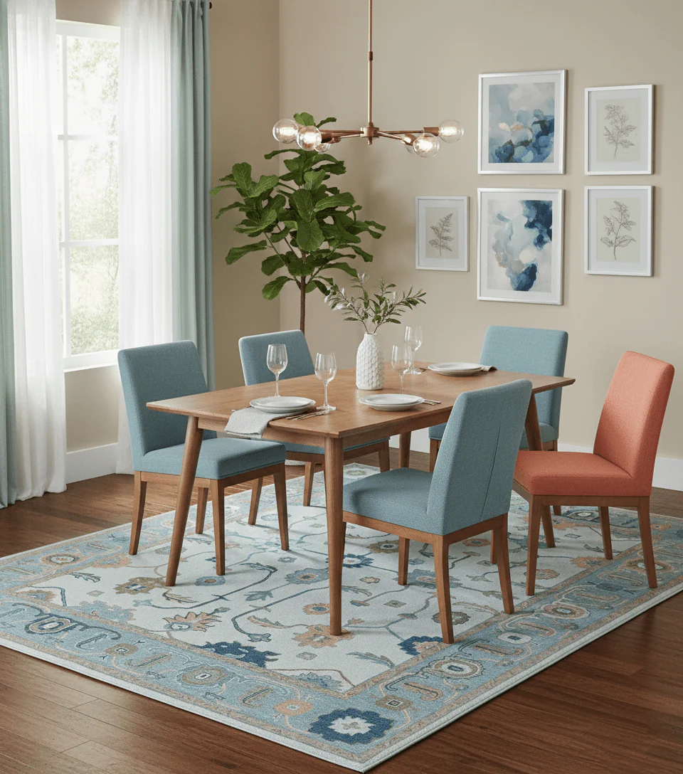Allure Custom Made Ivory And Blue Traditional Oushak Hand Tufted Wool Rug - Image 2