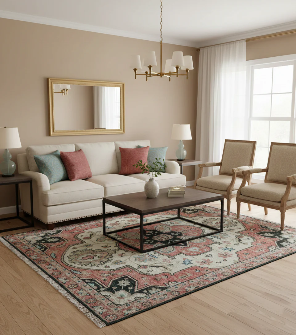 Allure Custom Made Turkish Design Beige Hand Knotted Wool Rug - Image 2