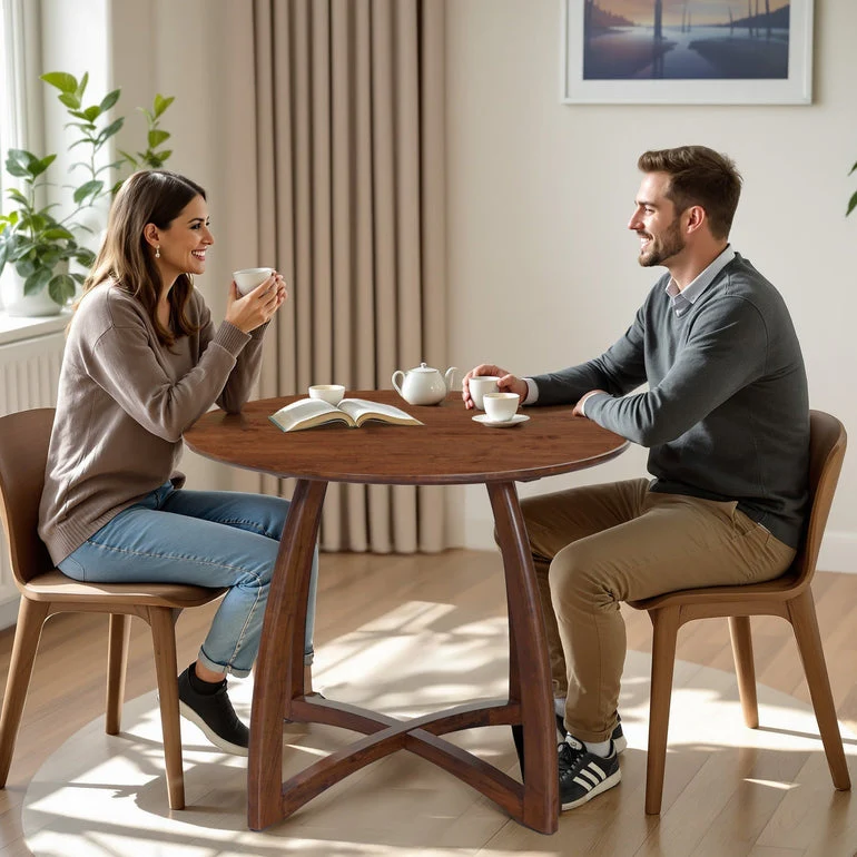 Alma 36 Inches Round Dining Table for 4, Mid-Century Modern Kitchen & Dining Room Tables - Image 14