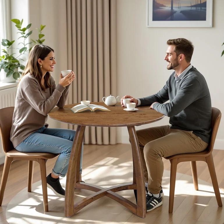 Alma 36 Inches Round Dining Table for 4, Mid-Century Modern Kitchen & Dining Room Tables - Image 5