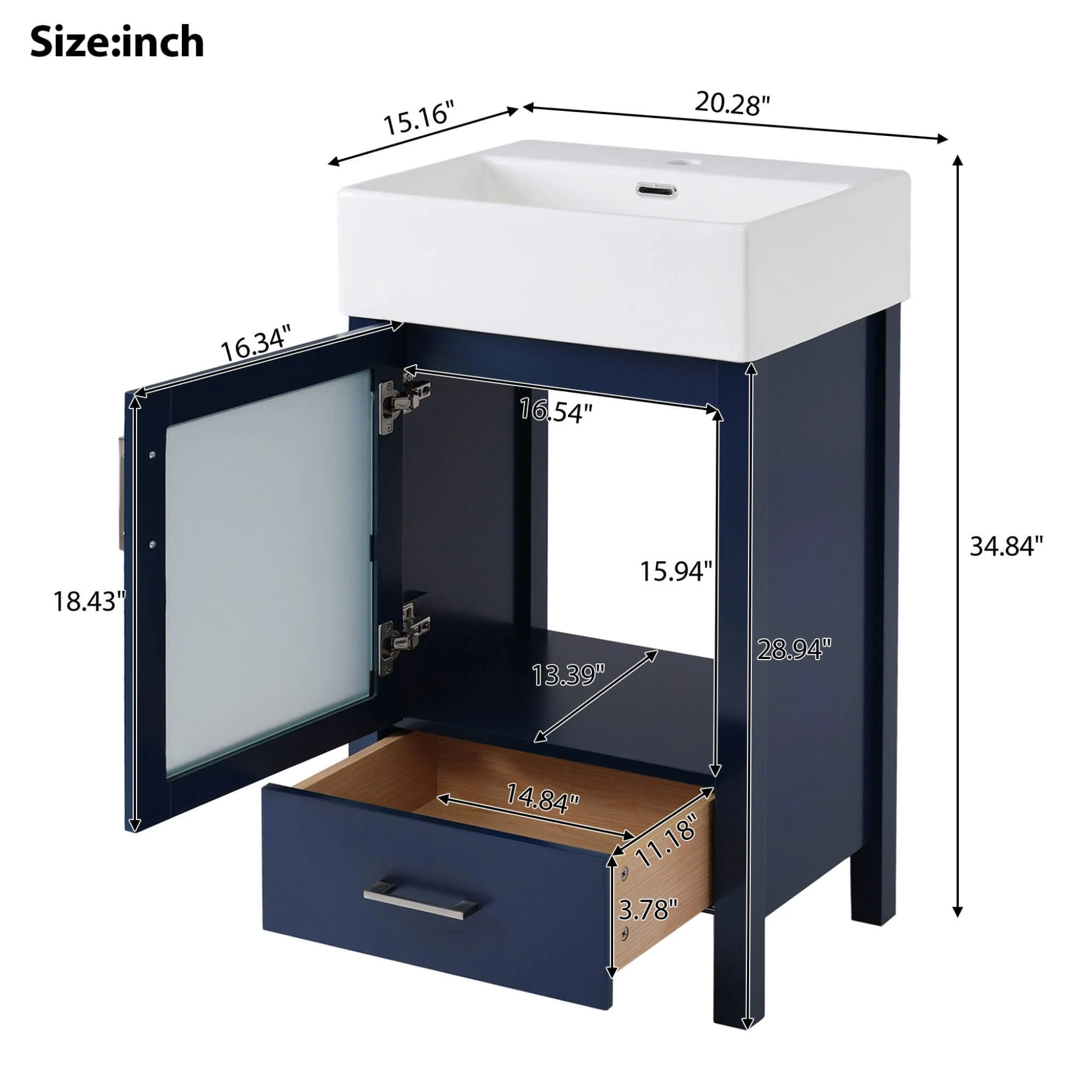 Alora 20-Inch Modern Bathroom Vanity With Ceramic Sink And Storage Cabinet (SAK39851) - Image 22