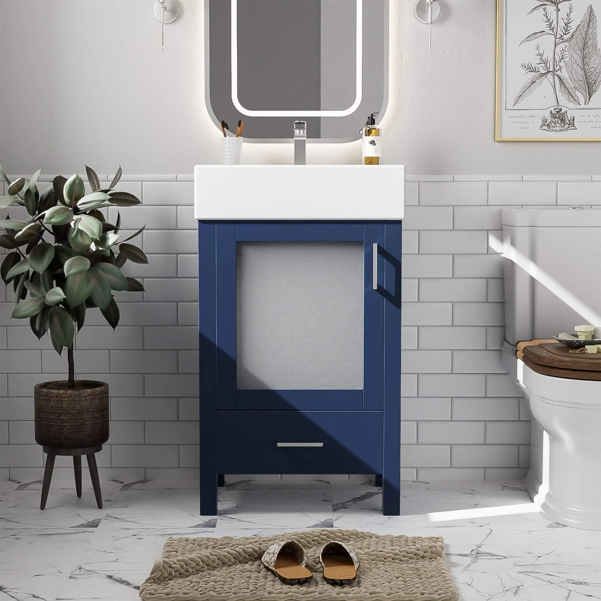 Alora 20-Inch Modern Bathroom Vanity With Ceramic Sink And Storage Cabinet (SAK39851) - Image 3