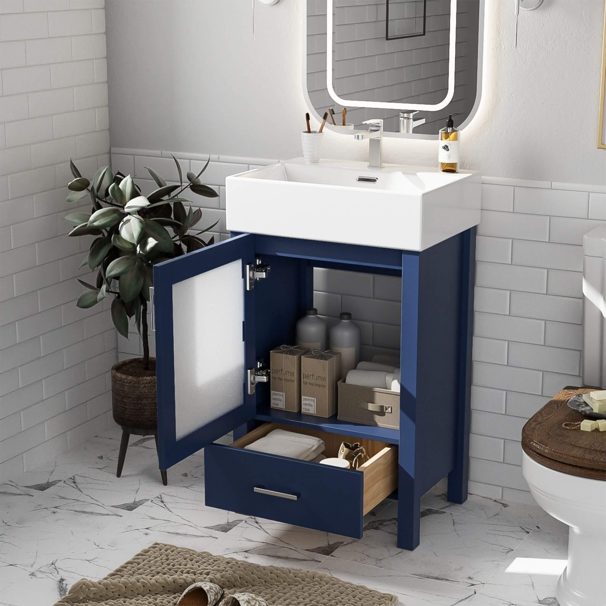Alora 20-Inch Modern Bathroom Vanity With Ceramic Sink And Storage Cabinet (SAK39851) - Image 4