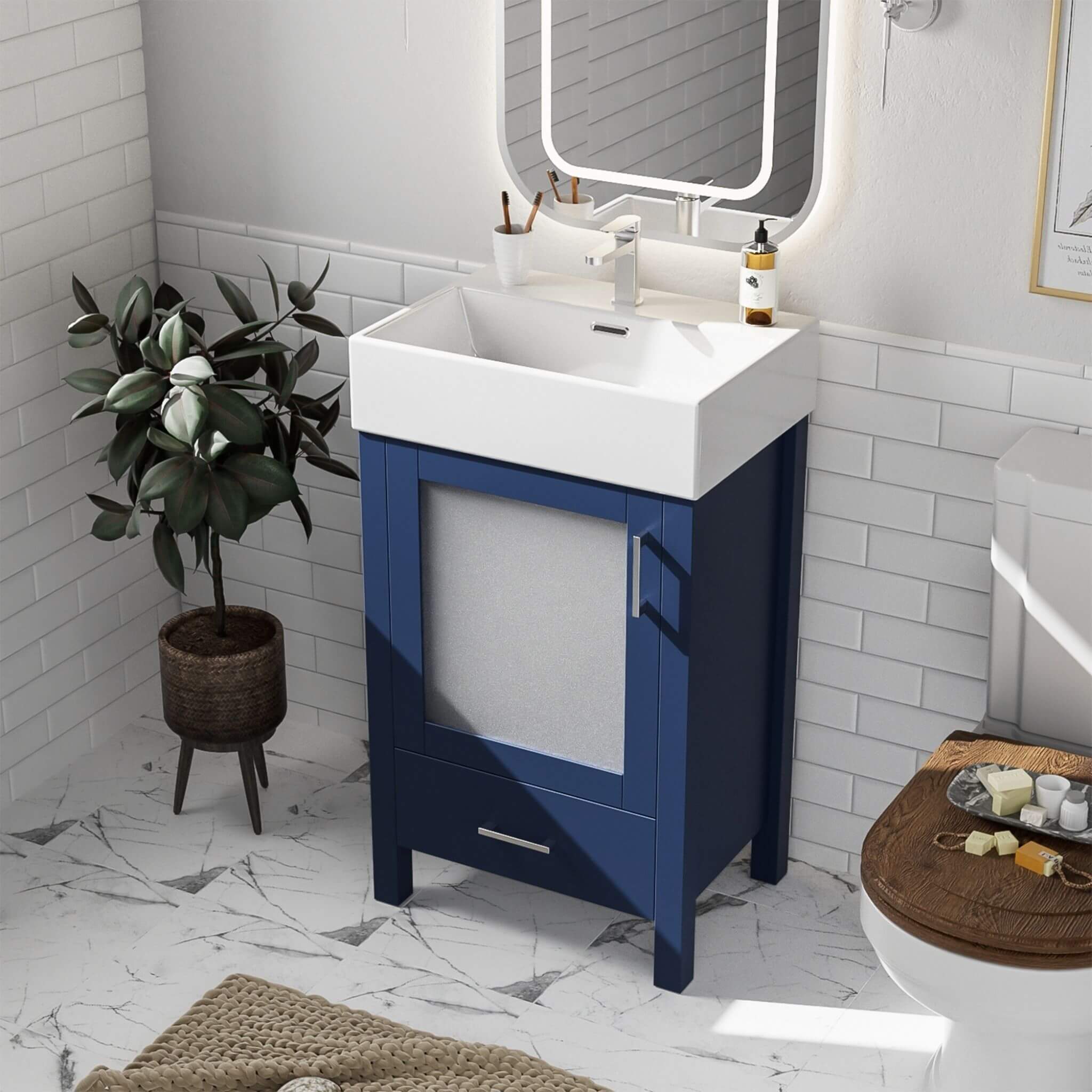Alora 20-Inch Modern Bathroom Vanity With Ceramic Sink And Storage Cabinet (SAK39851) - Image 5