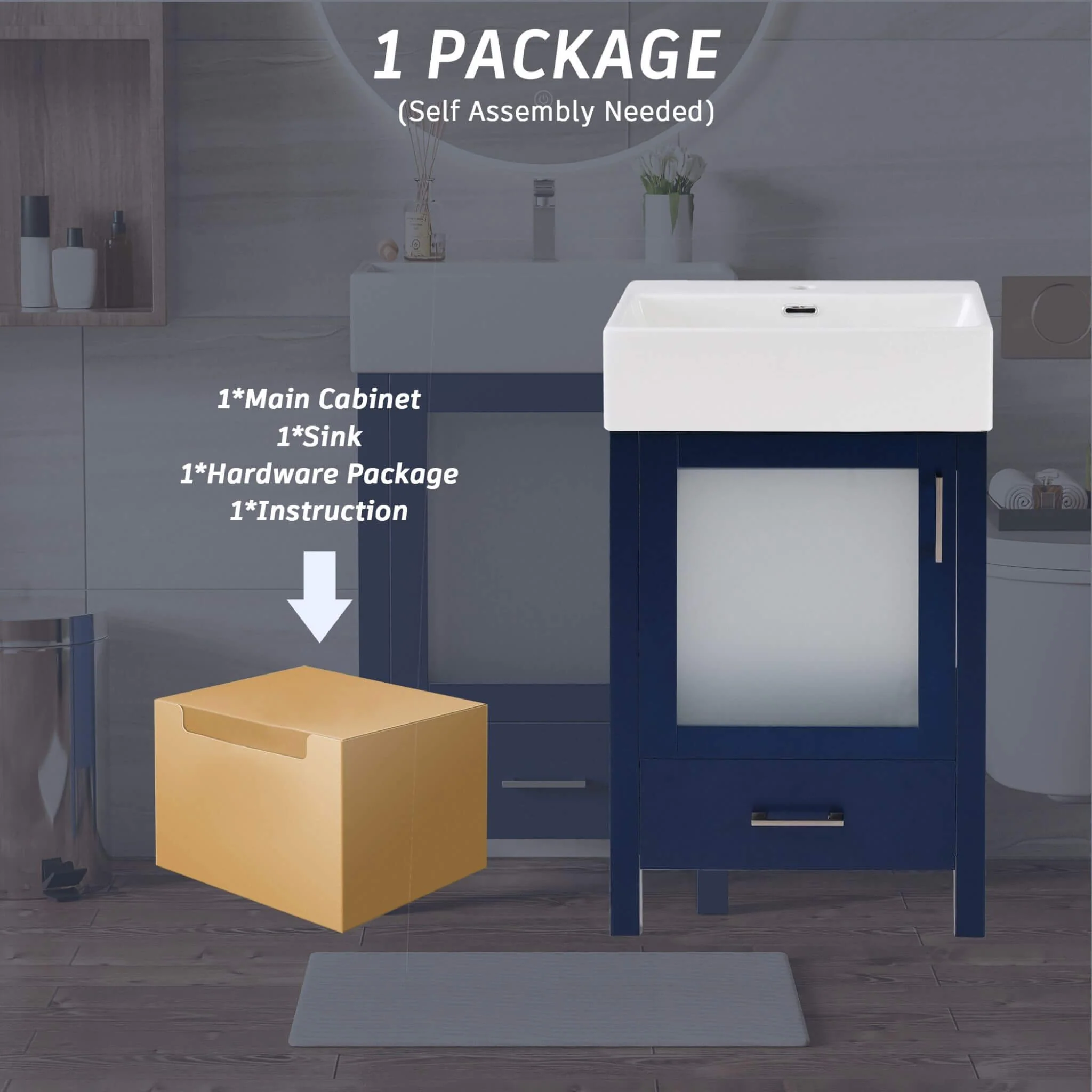 Alora 20-Inch Modern Bathroom Vanity With Ceramic Sink And Storage Cabinet (SAK39851) - Image 9