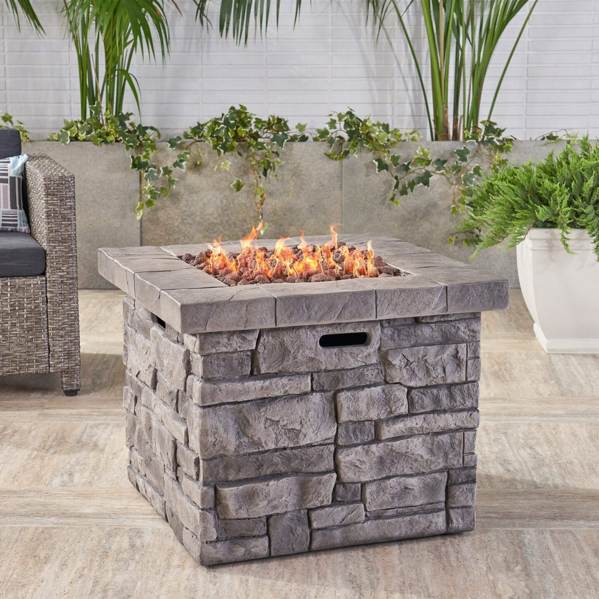 Alora 30-Inch Modern Outdoor 40K BTU Steel Frame Propane Fire Table With Lava Rocks (SAK12756) - Image 3