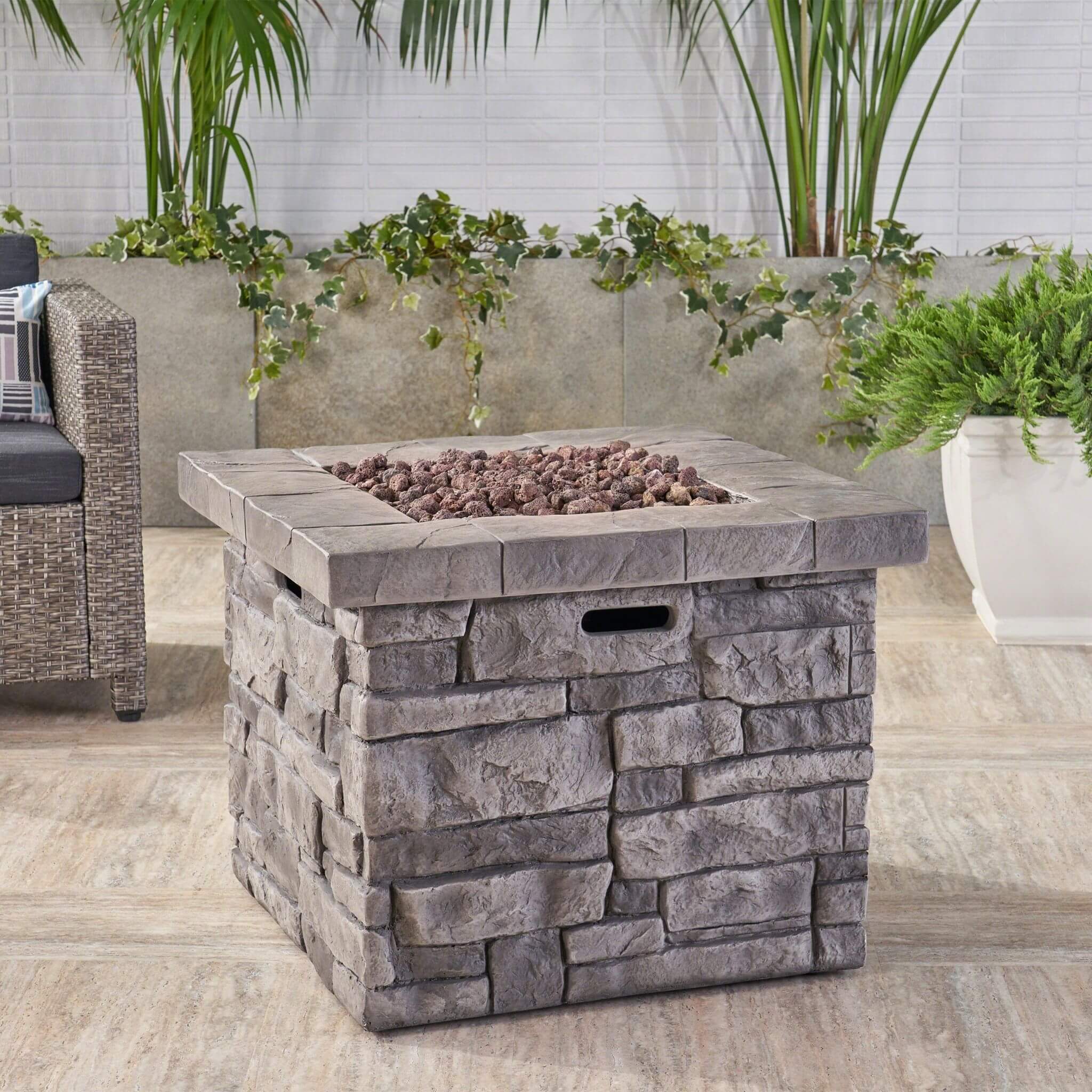 Alora 30-Inch Modern Outdoor 40K BTU Steel Frame Propane Fire Table With Lava Rocks (SAK12756) - Image 6