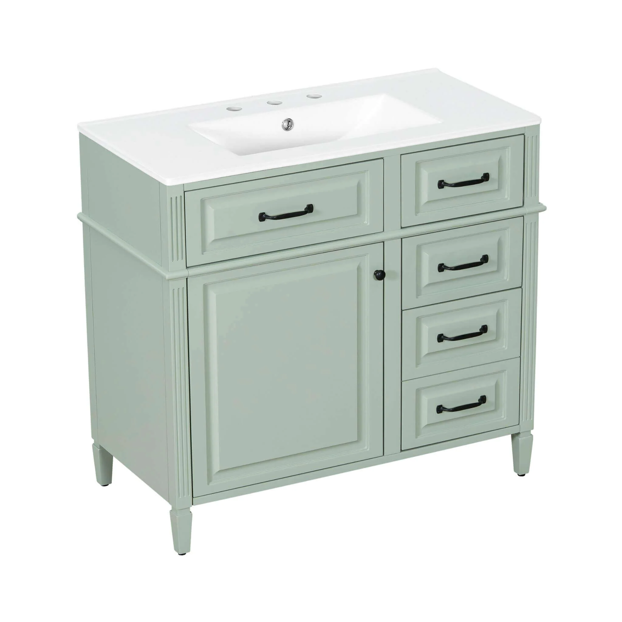 Alora 36-Inch Freestanding Bathroom Vanity With Ceramic Sink And Storage Cabinets [Faucet Not Included] (SAK86310) - Image 10