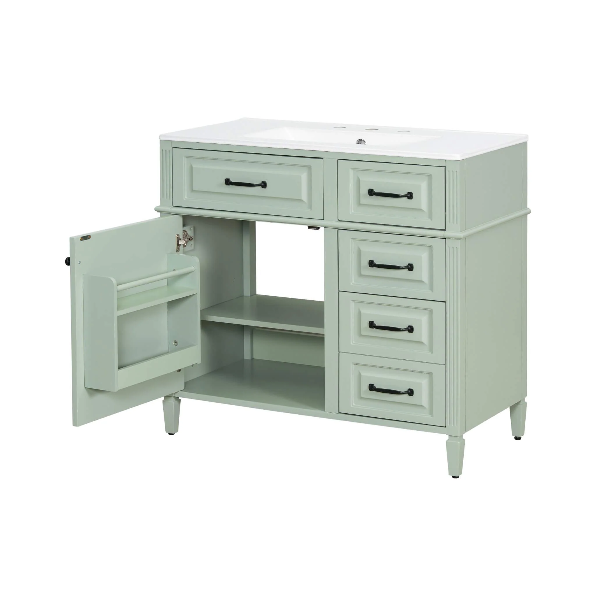 Alora 36-Inch Freestanding Bathroom Vanity With Ceramic Sink And Storage Cabinets [Faucet Not Included] (SAK86310) - Image 12