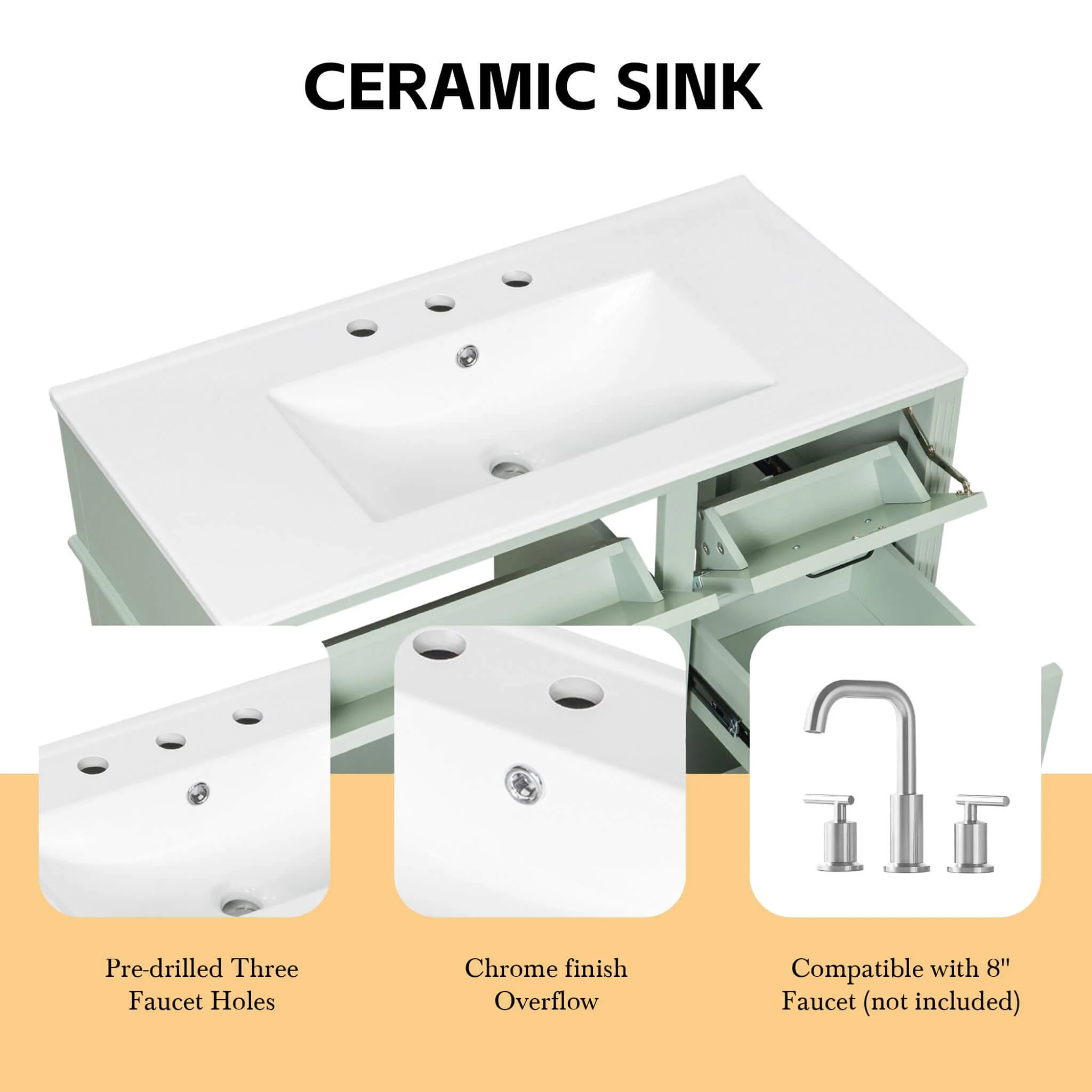 Alora 36-Inch Freestanding Bathroom Vanity With Ceramic Sink And Storage Cabinets [Faucet Not Included] (SAK86310) - Image 15
