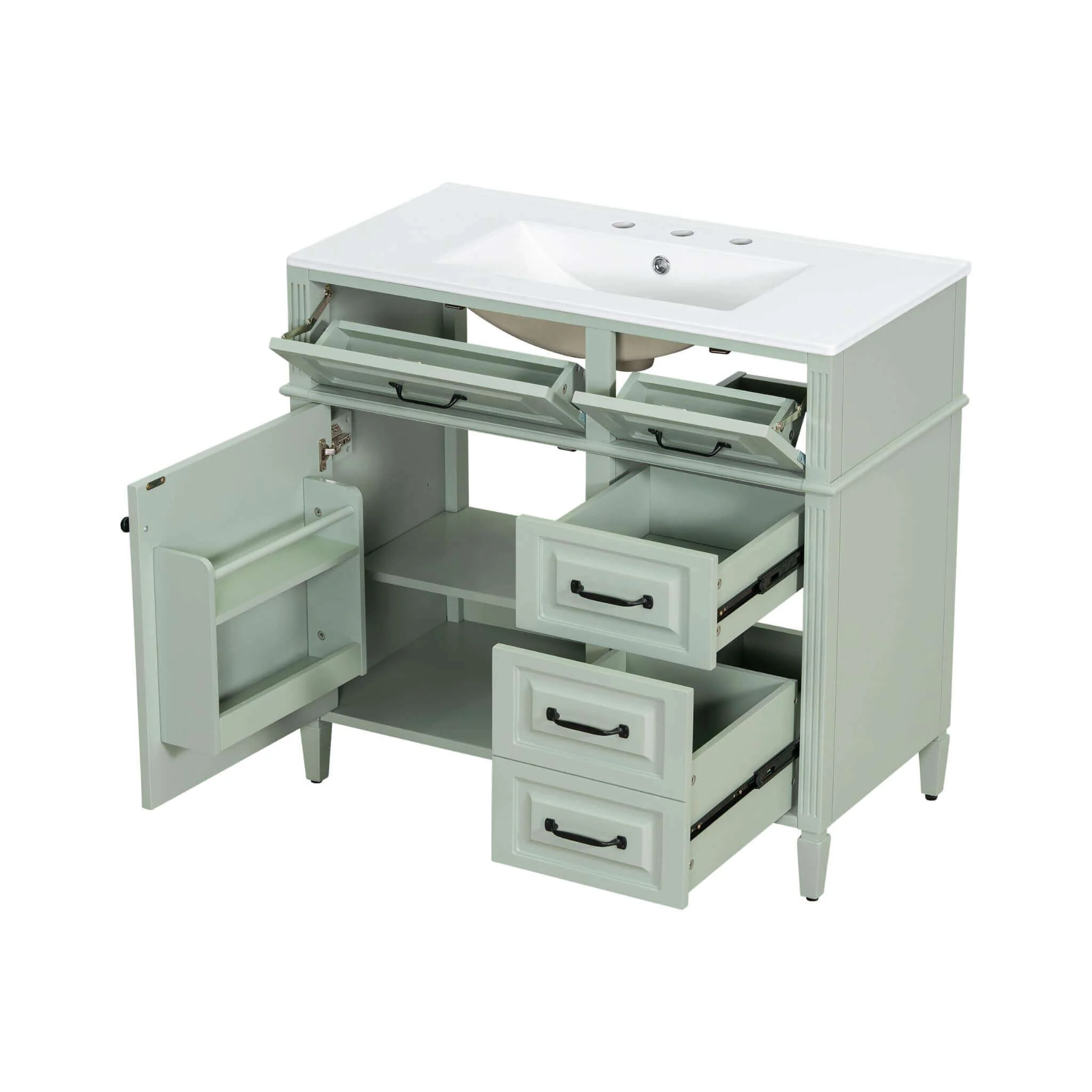 Alora 36-Inch Freestanding Bathroom Vanity With Ceramic Sink And Storage Cabinets [Faucet Not Included] (SAK86310) - Image 17