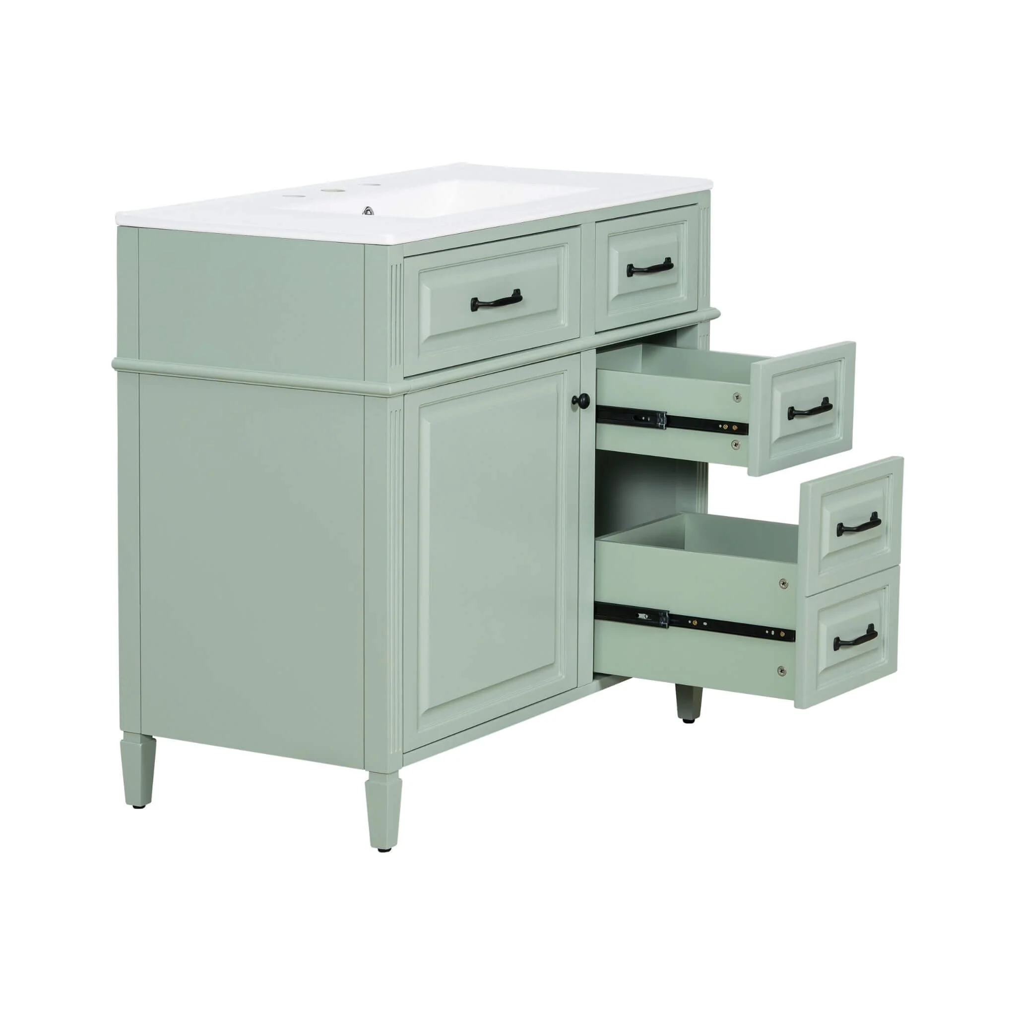 Alora 36-Inch Freestanding Bathroom Vanity With Ceramic Sink And Storage Cabinets [Faucet Not Included] (SAK86310) - Image 4