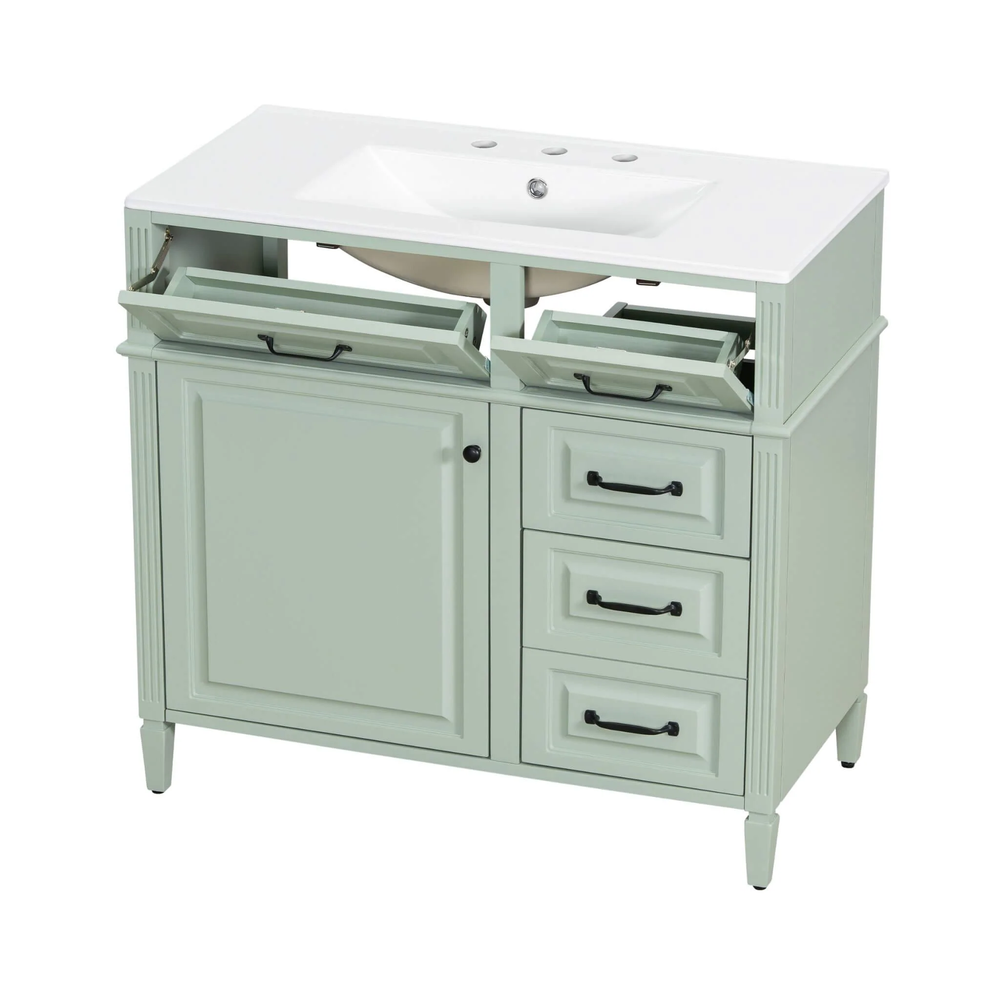 Alora 36-Inch Freestanding Bathroom Vanity With Ceramic Sink And Storage Cabinets [Faucet Not Included] (SAK86310) - Image 6