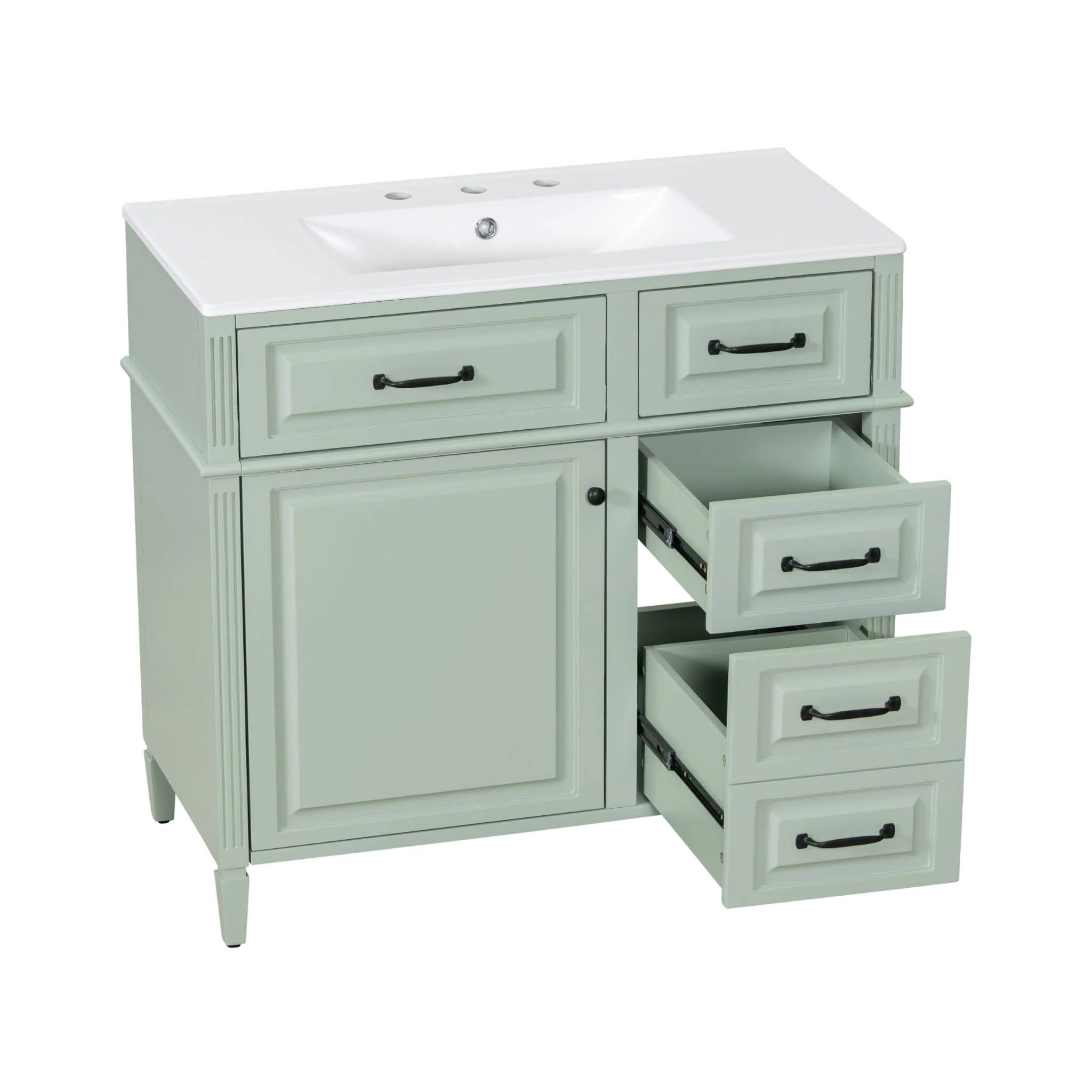 Alora 36-Inch Freestanding Bathroom Vanity With Ceramic Sink And Storage Cabinets [Faucet Not Included] (SAK86310) - Image 8
