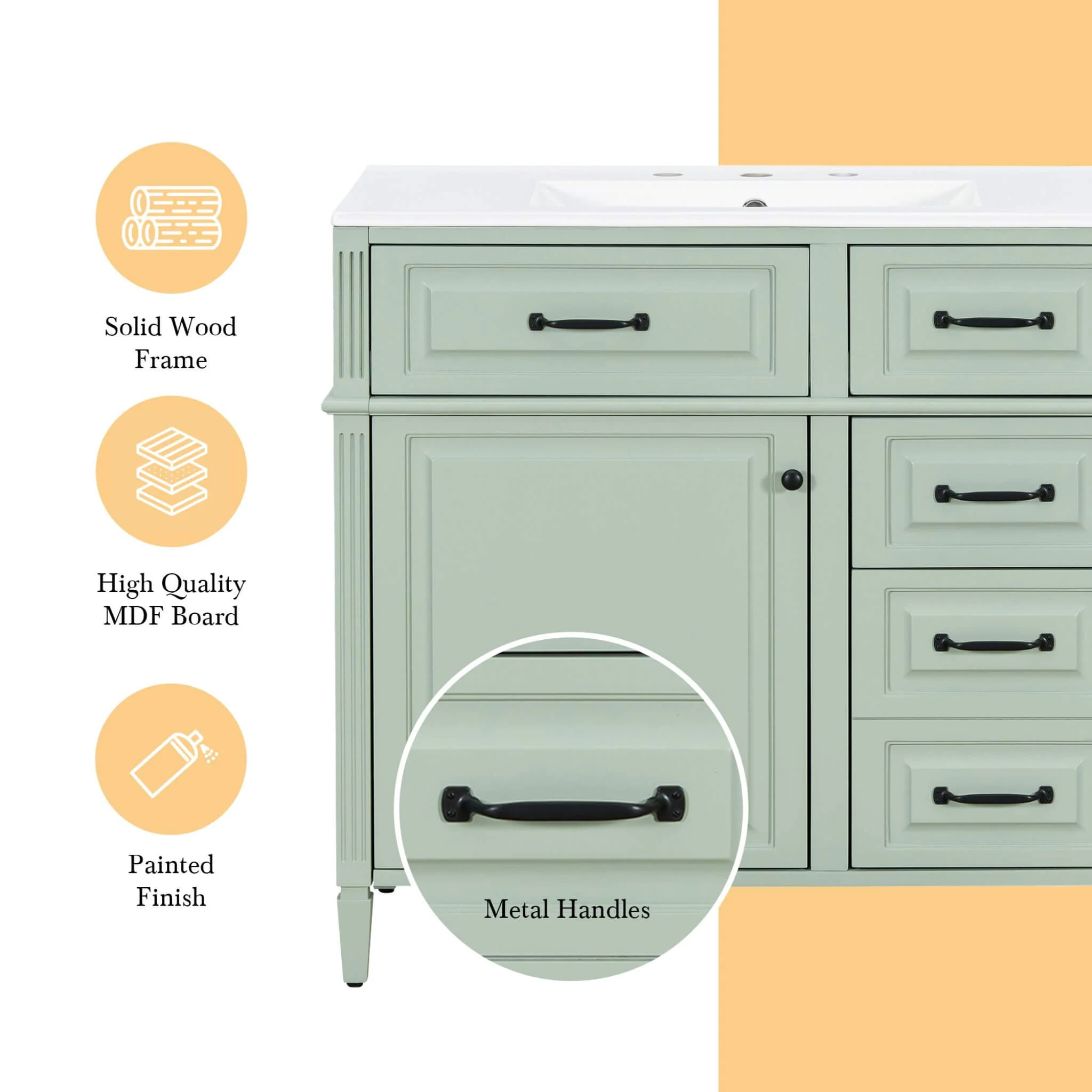 Alora 36-Inch Freestanding Bathroom Vanity With Ceramic Sink And Storage Cabinets [Faucet Not Included] (SAK86310) - Image 9