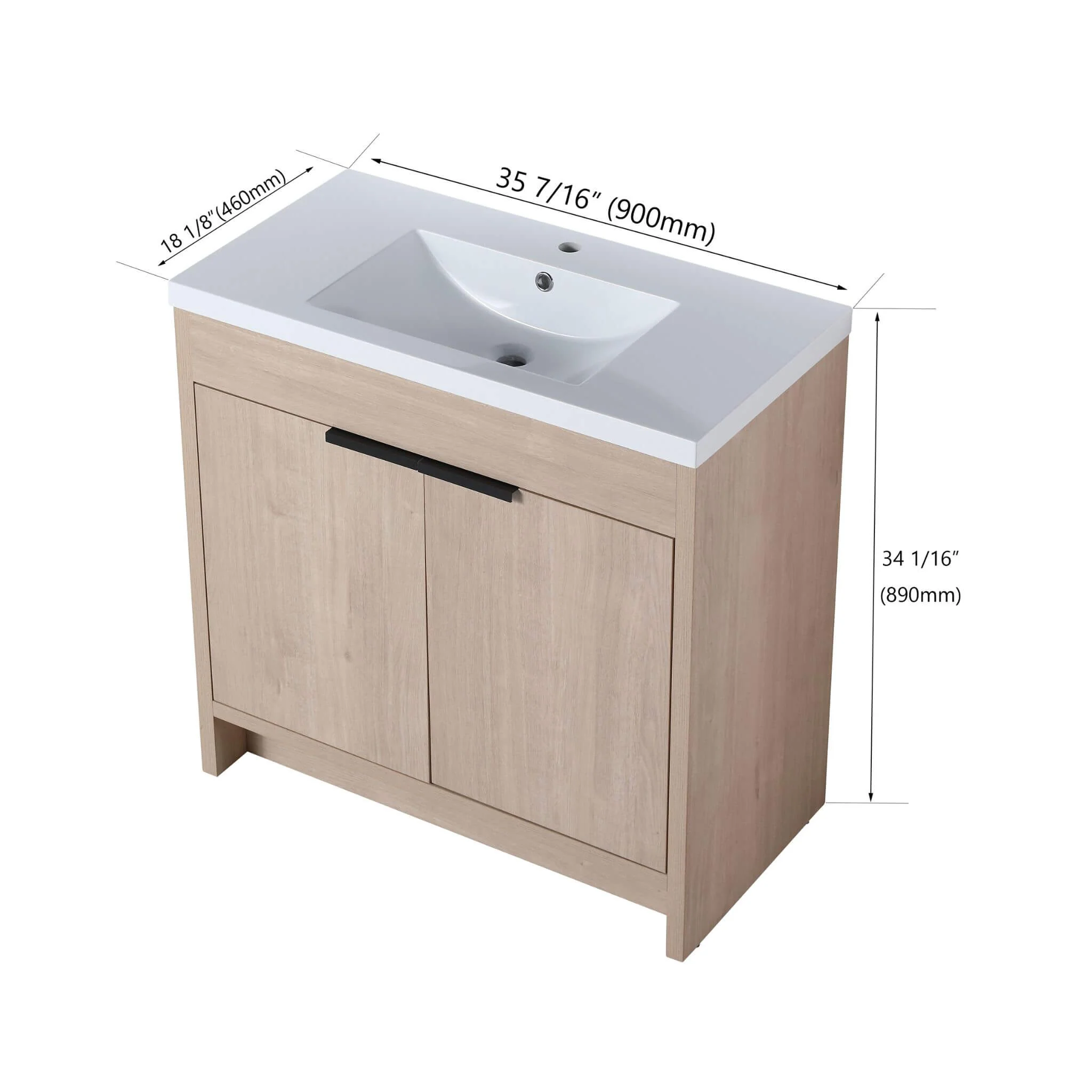 Alora 36-Inch Freestanding Bathroom Vanity With White Resin Sink (SAK92710) - Image 24