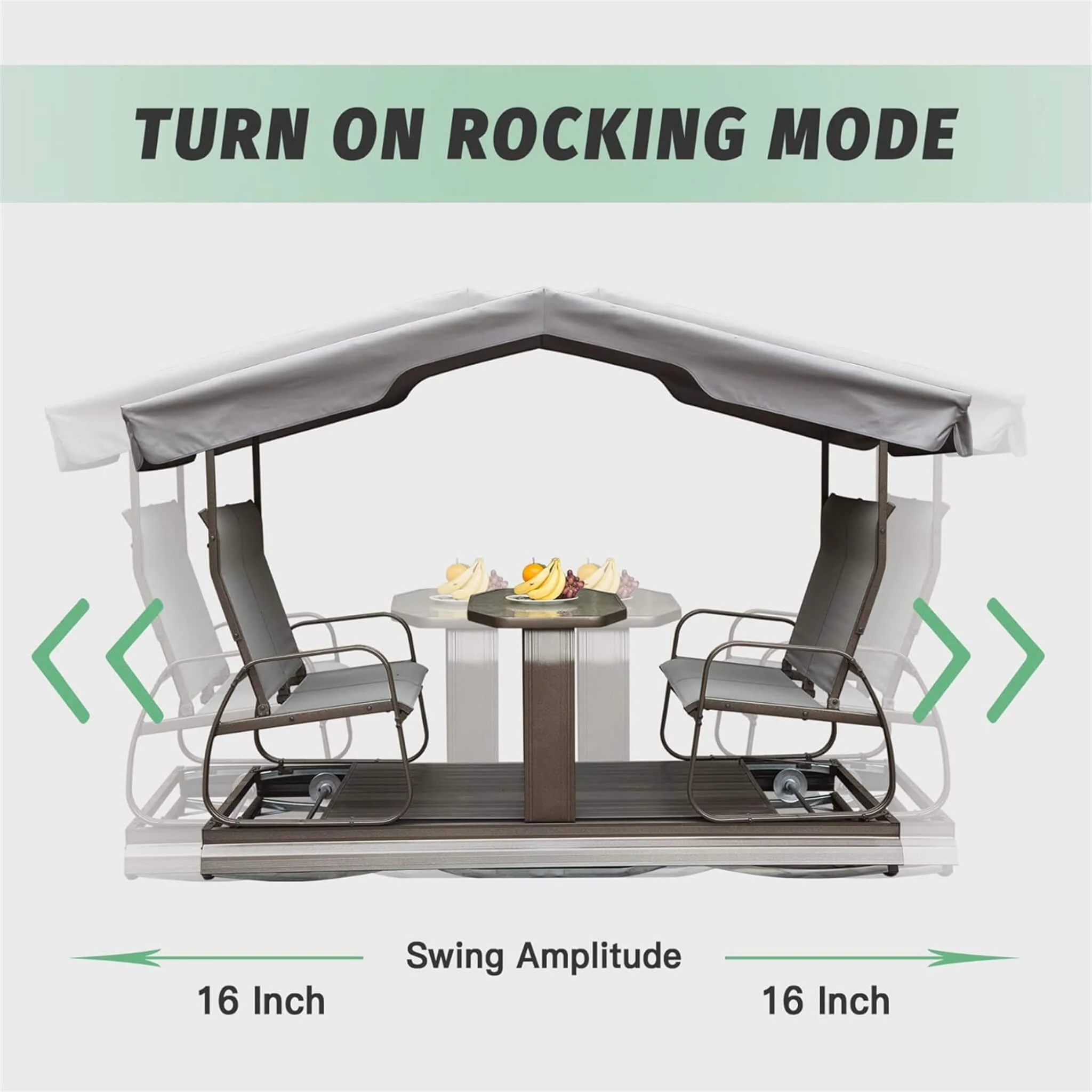 Alora 4-Seat Outdoor Aluminum Patio Swing Glider Bench With Canopy (SAK41726) - Image 4