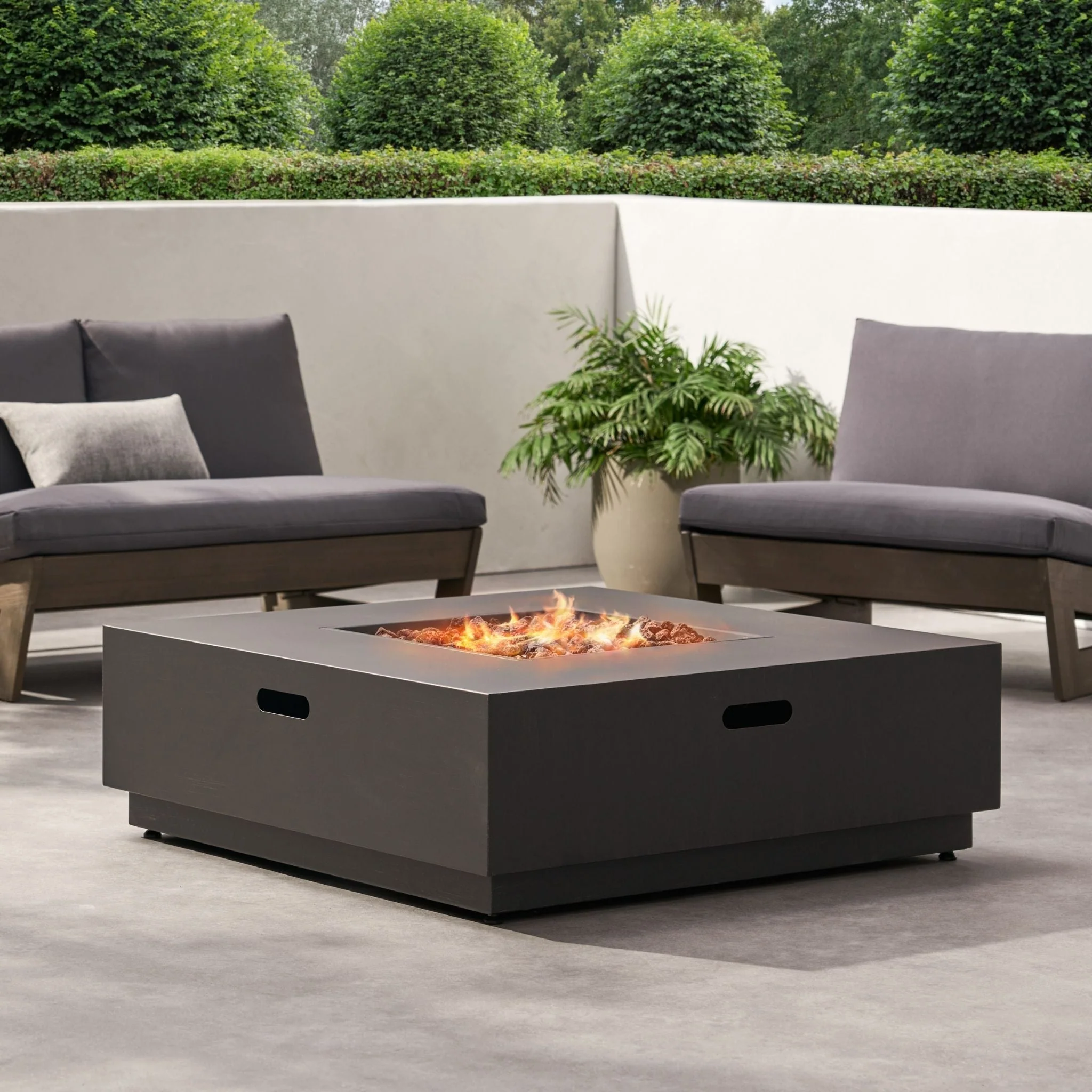 Alora 40-Inch 50K BTU Modern Outdoor Square Iron Backyard Patio Fire Pit (SAK31635) - Image 7