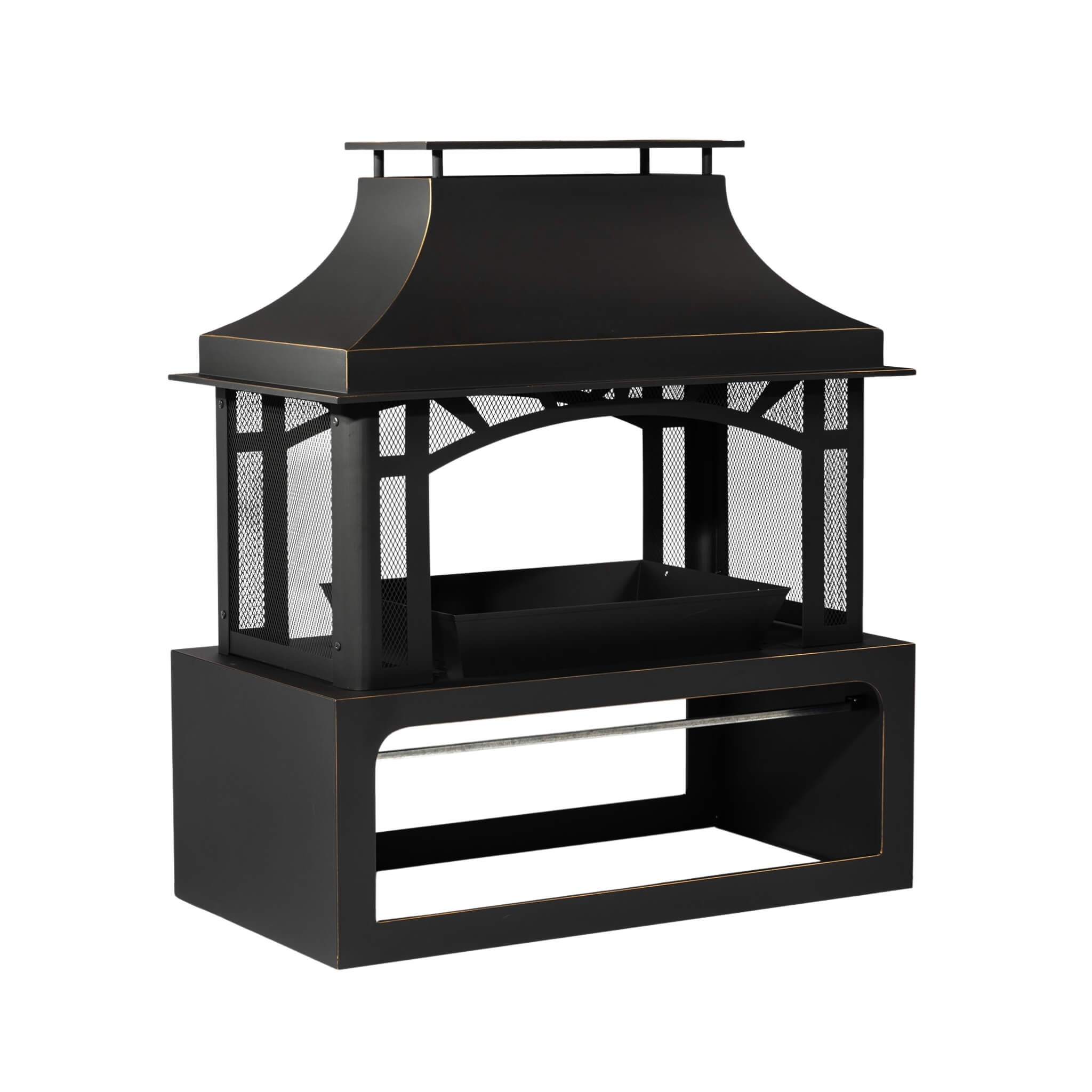 Alora 40-Inch Outdoor Steel Wood-Burning Backyard Fireplace Fire Pit (SAK45758) - Image 10
