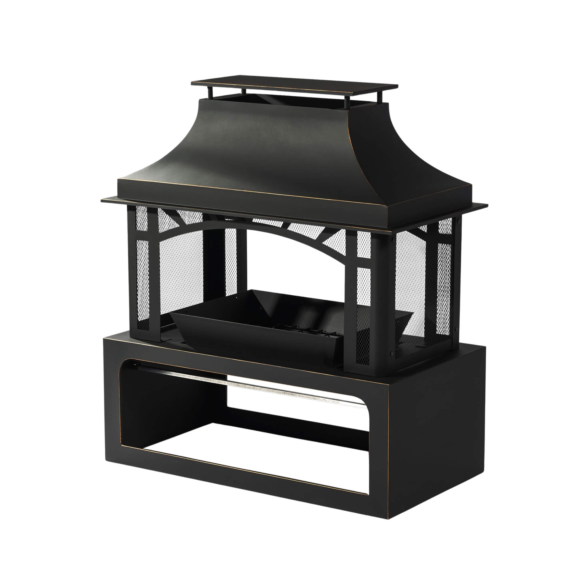 Alora 40-Inch Outdoor Steel Wood-Burning Backyard Fireplace Fire Pit (SAK45758) - Image 5