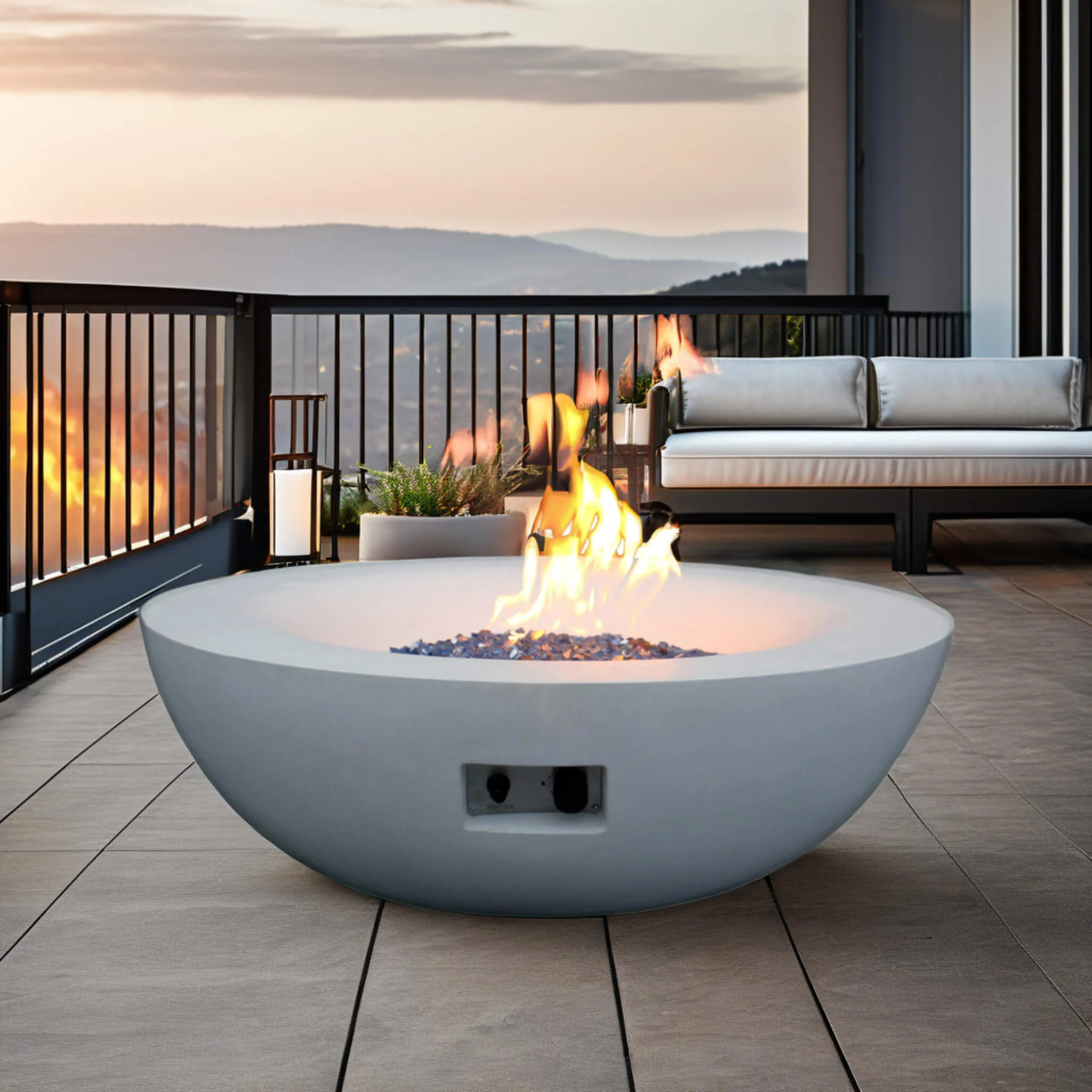 Alora 42-Inch Modern Outdoor Concrete Propane Gas Fire Pit Bowl (SAK51260) - Image 6
