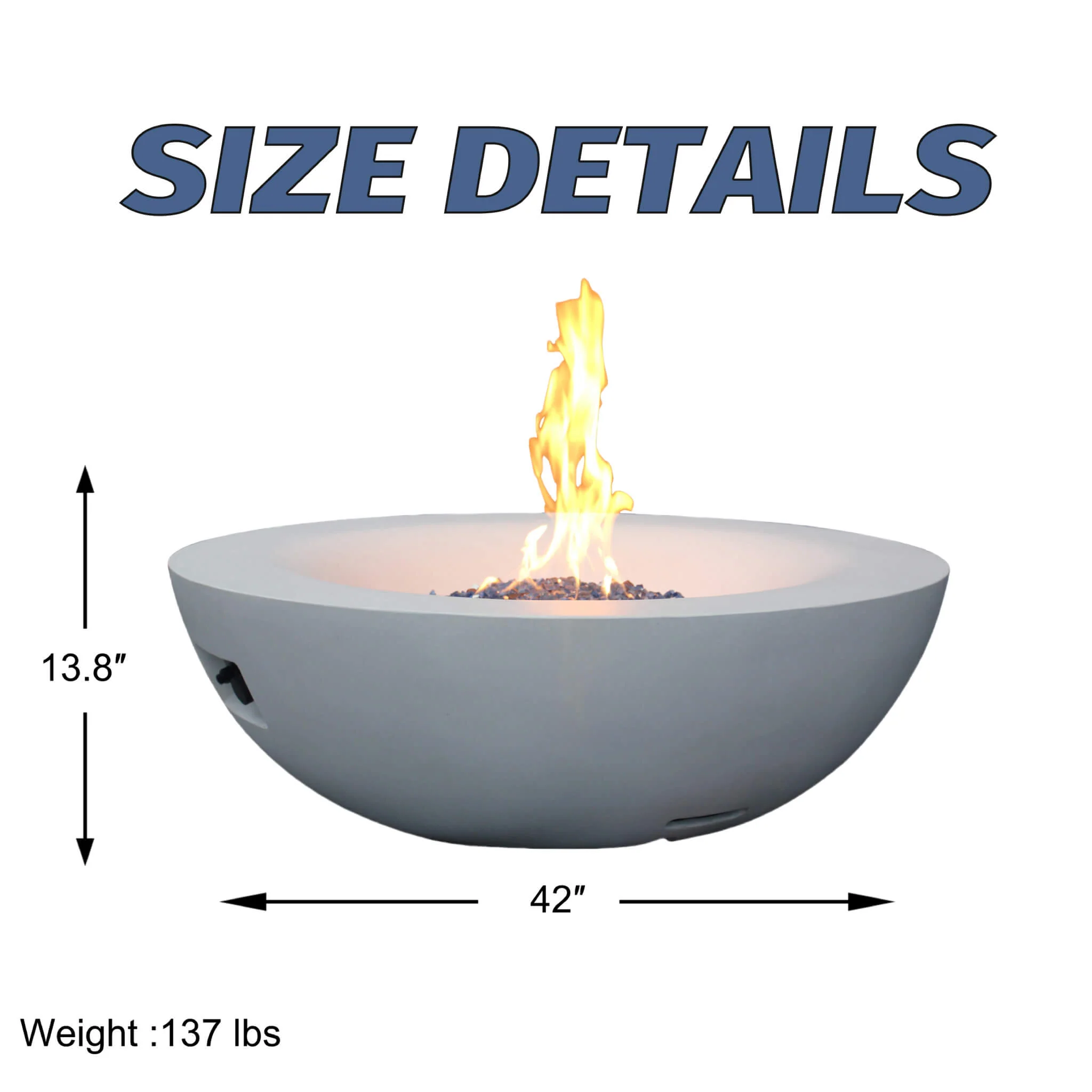 Alora 42-Inch Modern Outdoor Concrete Propane Gas Fire Pit Bowl (SAK51260) - Image 9
