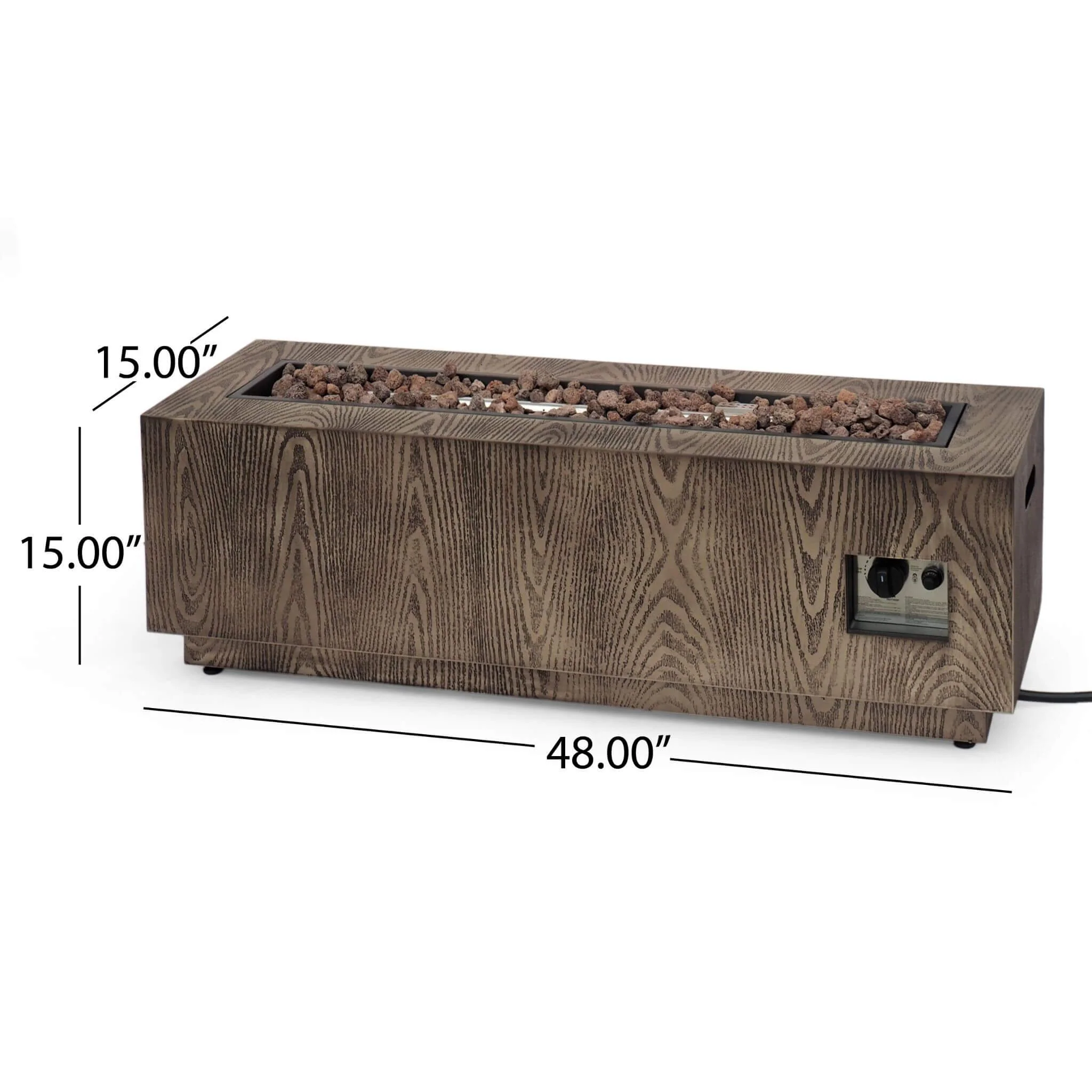 Alora 48-Inch Modern 50K BTU Outdoor Rectangular Propane Gas Fire Pit With Lava Rocks (SAK82521) - Image 11