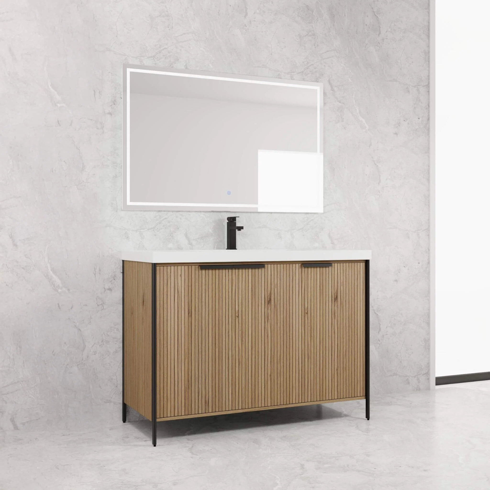 Alora 48-Inch Modern Light Coffee Freestanding Vanity With Resin Sink (SAK71630) - Image 3