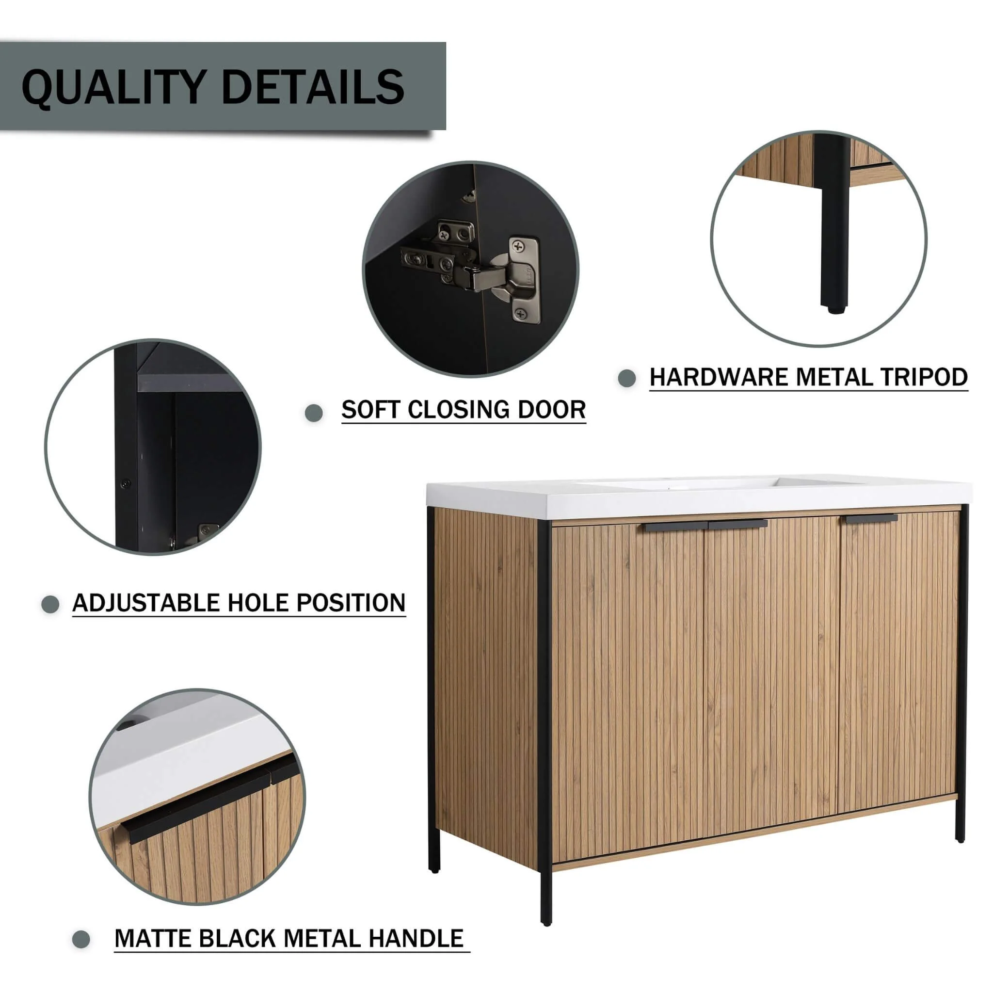 Alora 48-Inch Modern Light Coffee Freestanding Vanity With Resin Sink (SAK71630) - Image 7