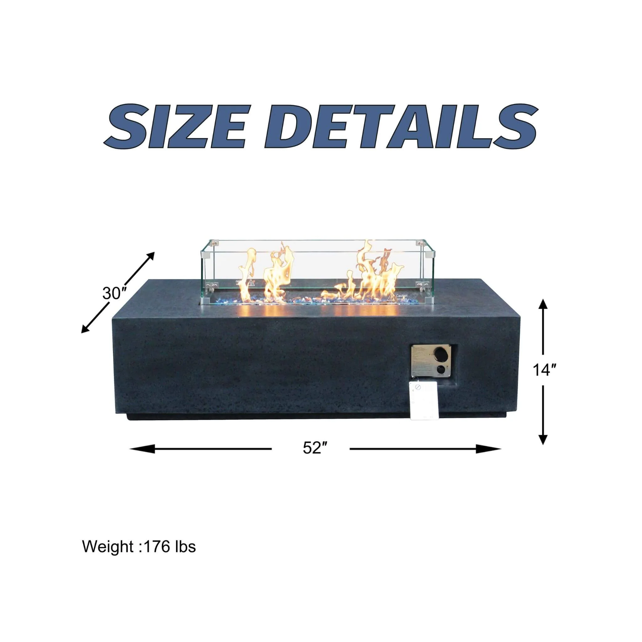Alora 52-Inch Portable Concrete Rectangular Propane Fire Pit Table With Repair Kit (SAK52304) - Image 10