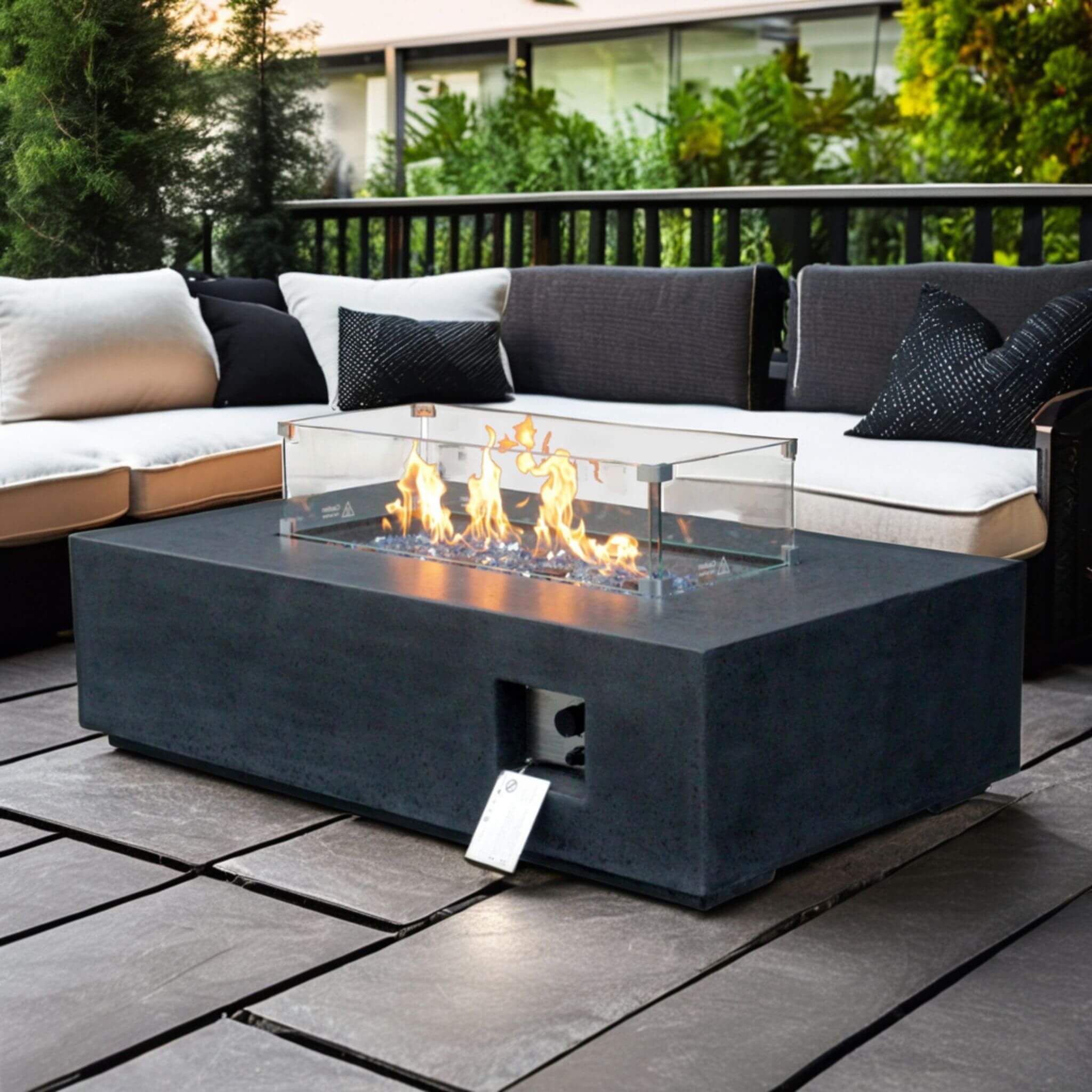 Alora 52-Inch Portable Concrete Rectangular Propane Fire Pit Table With Repair Kit (SAK52304) - Image 3