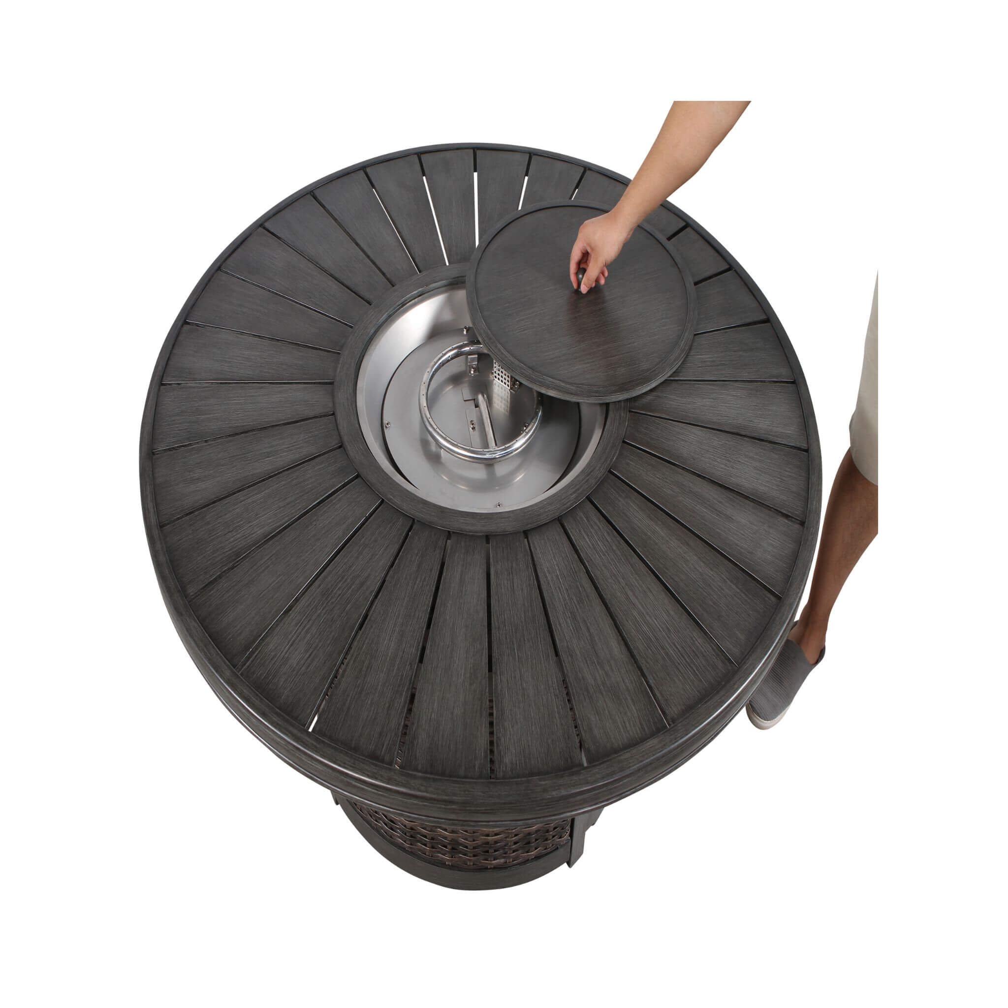 Alora 52-Inch Propane Fire Pit Wicker Table With Aluminum Top (SAK28510) - Image 3