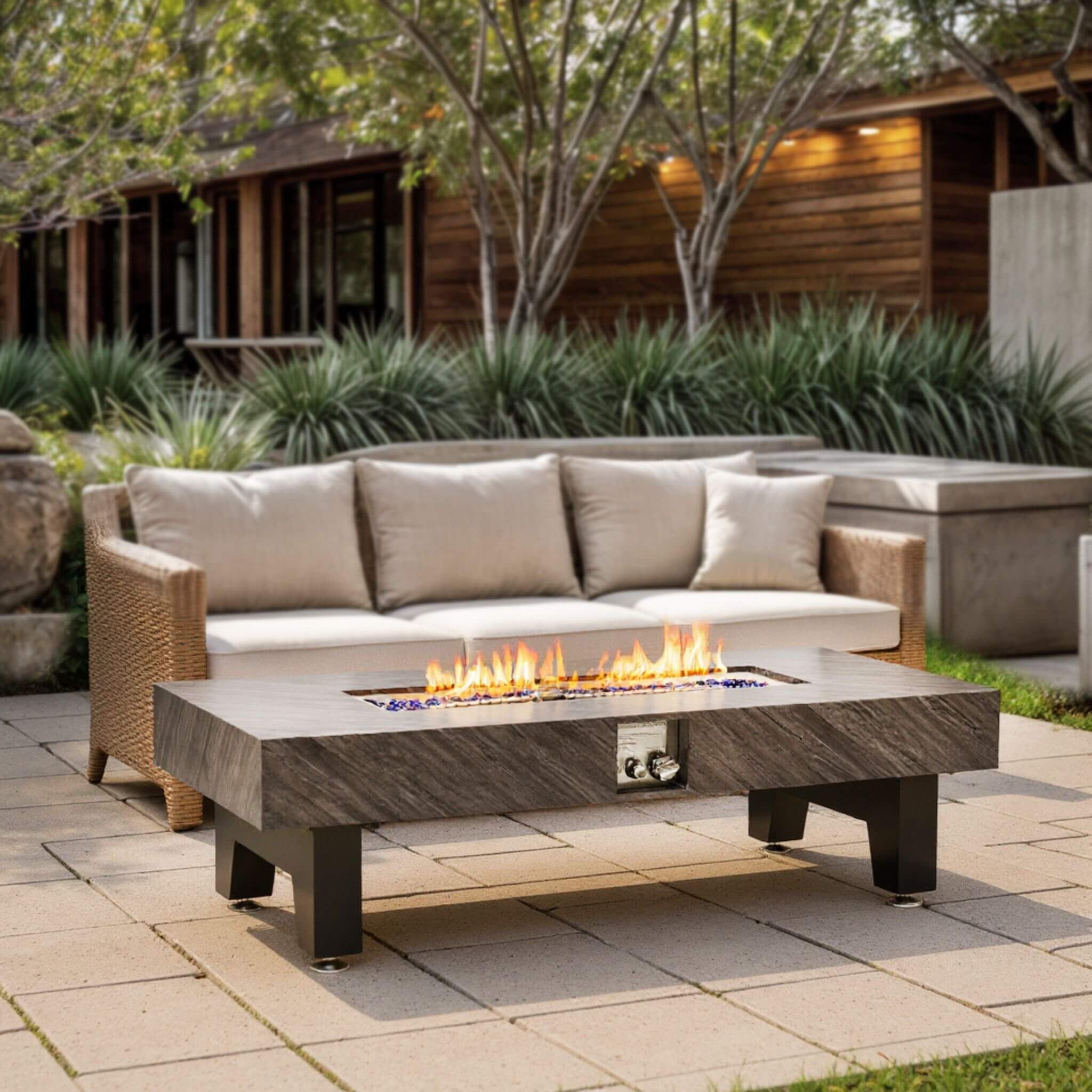 Alora 54-Inch Modern Outdoor Propane Fire Pit Table With Waterproof Cover (SAK42628) - Image 5