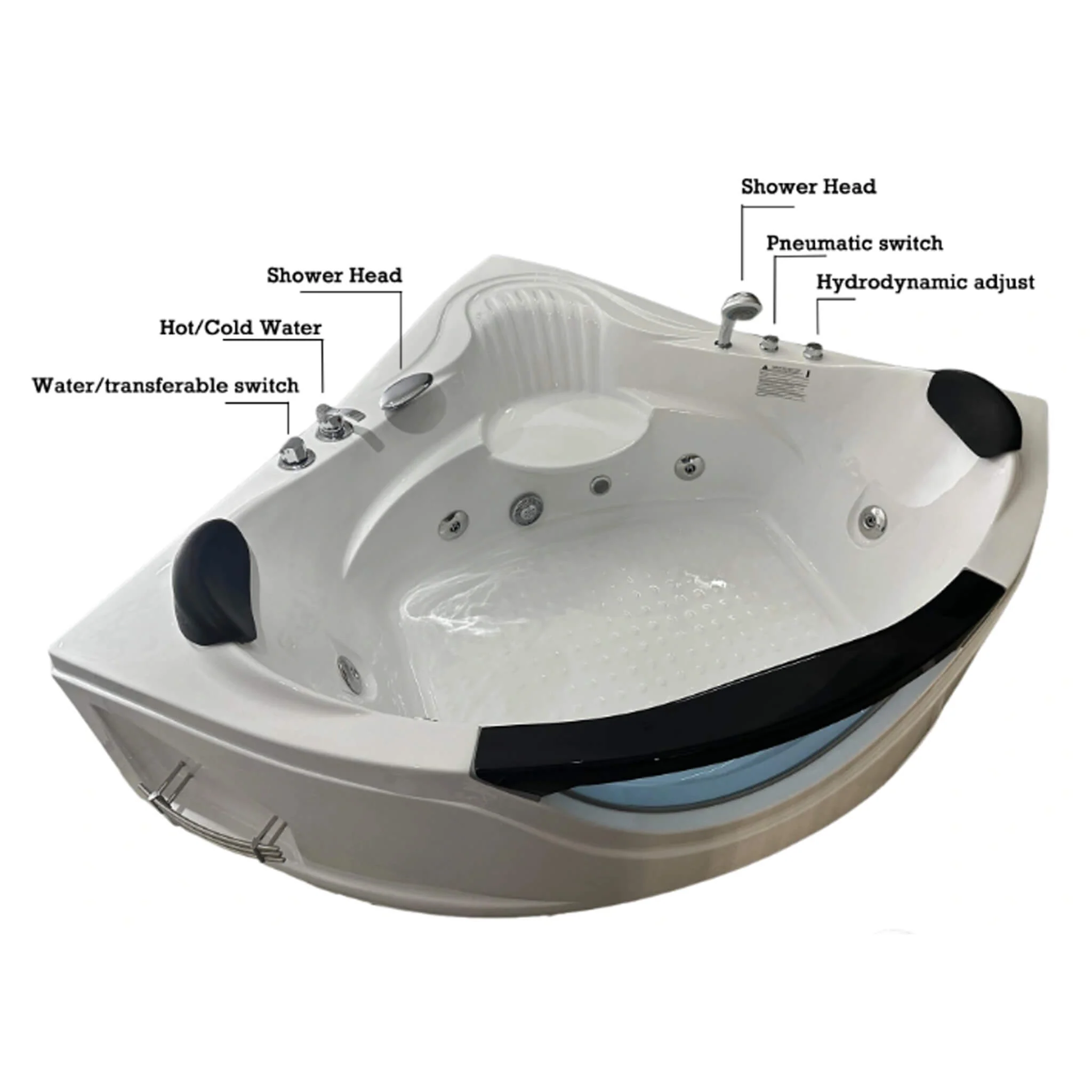 Alora Celestia 59-Inch 2-Person Luxury Corner Whirlpool Jetted Bathtub (SAK23819) - Image 6