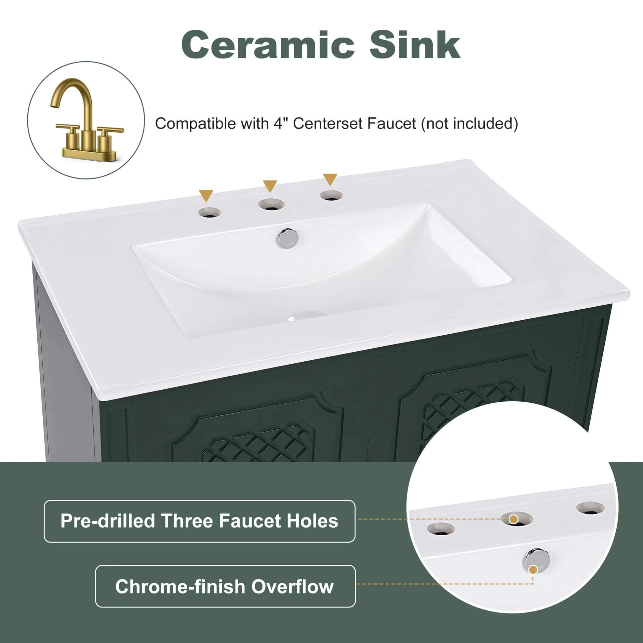 Alora 60-Inch Green Vintage Double Sink Vanity With Cabinets And Drawers (SAK19524) - Image 5
