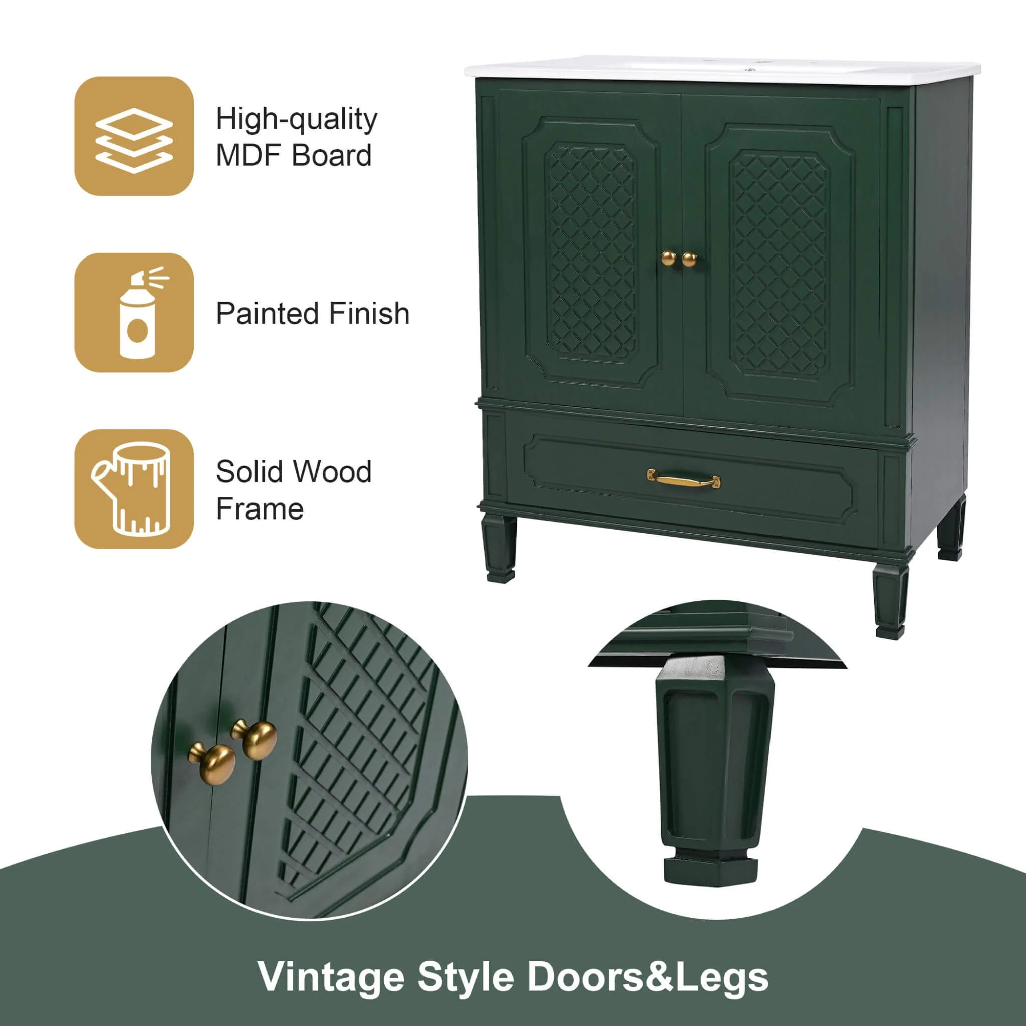Alora 60-Inch Green Vintage Double Sink Vanity With Cabinets And Drawers (SAK19524) - Image 8