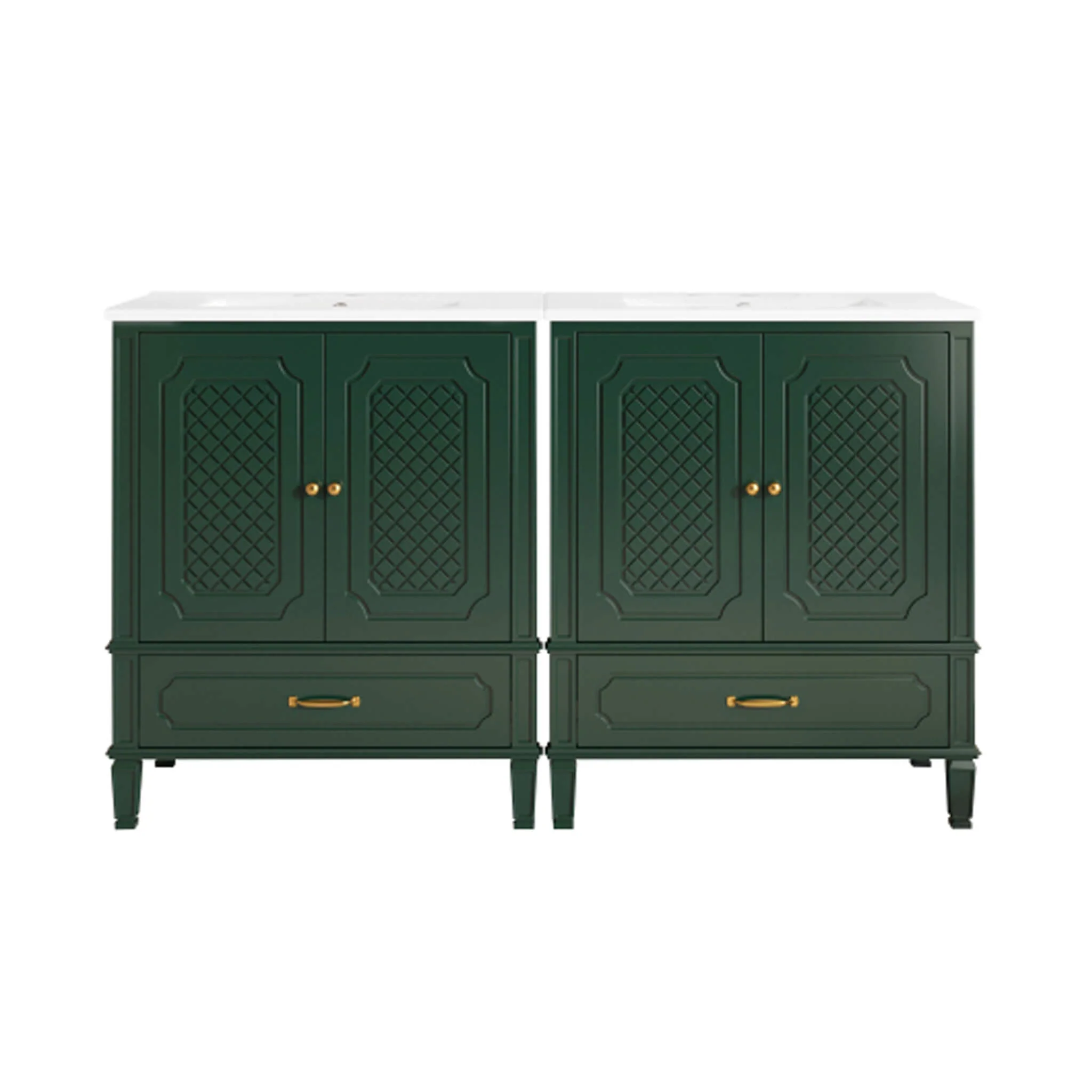 Alora 60-Inch Green Vintage Double Sink Vanity With Cabinets And Drawers (SAK19524) - Image 9