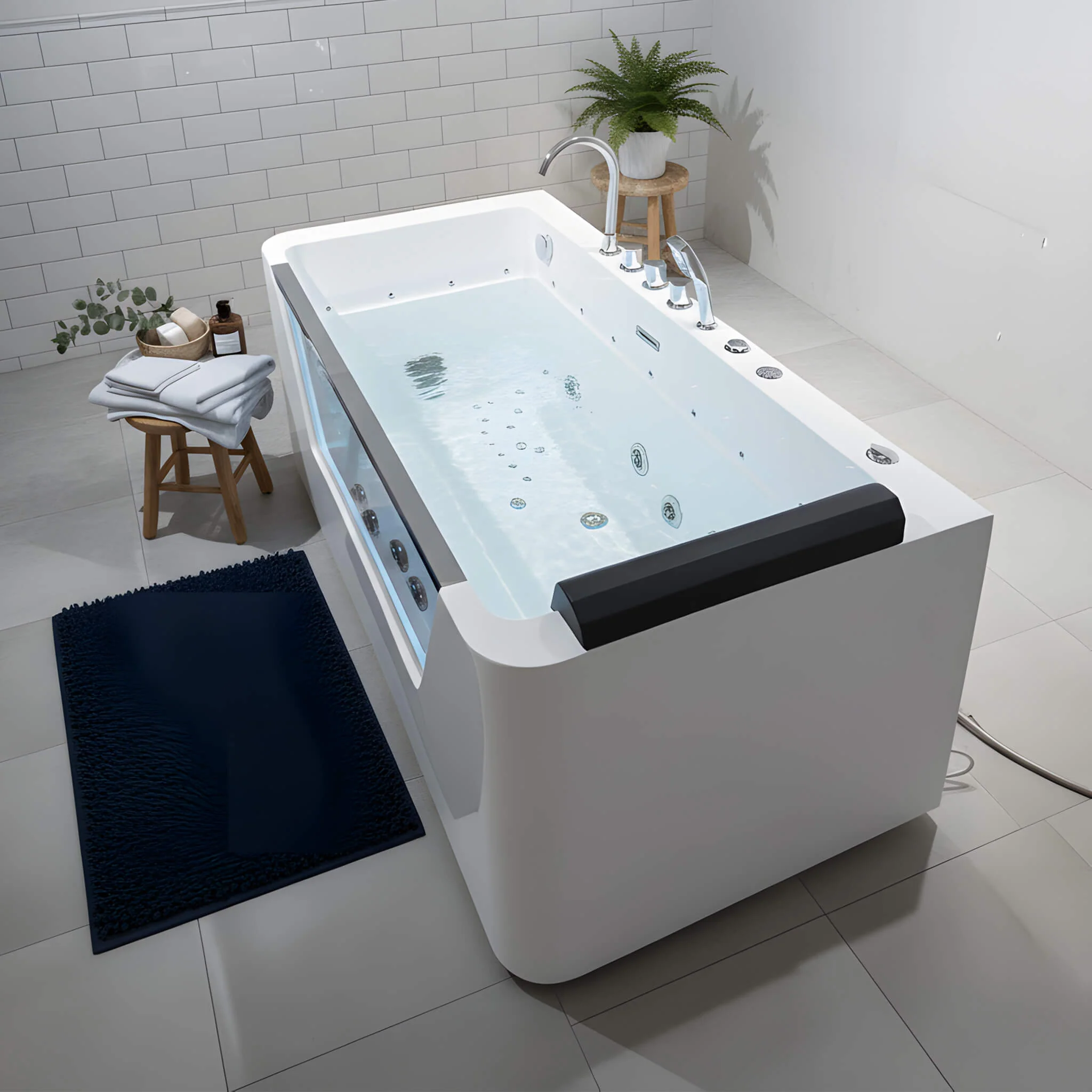 Alora Veloria 67-Inch 7-Jets Hydrotherapy Whirlpool Bathtub With Glass Panel (SAK13589) - Image 11