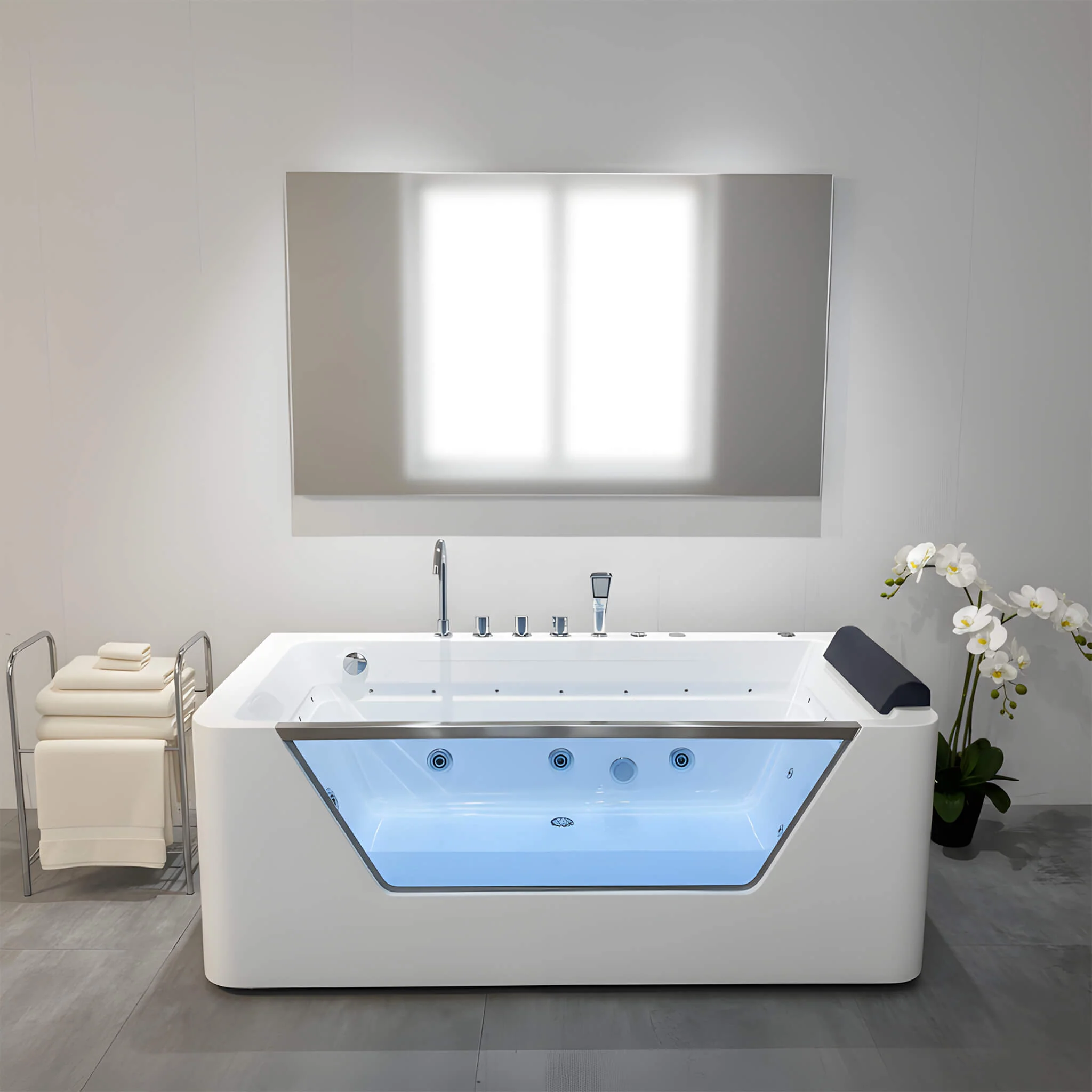 Alora Veloria 67-Inch 7-Jets Hydrotherapy Whirlpool Bathtub With Glass Panel (SAK13589) - Image 5