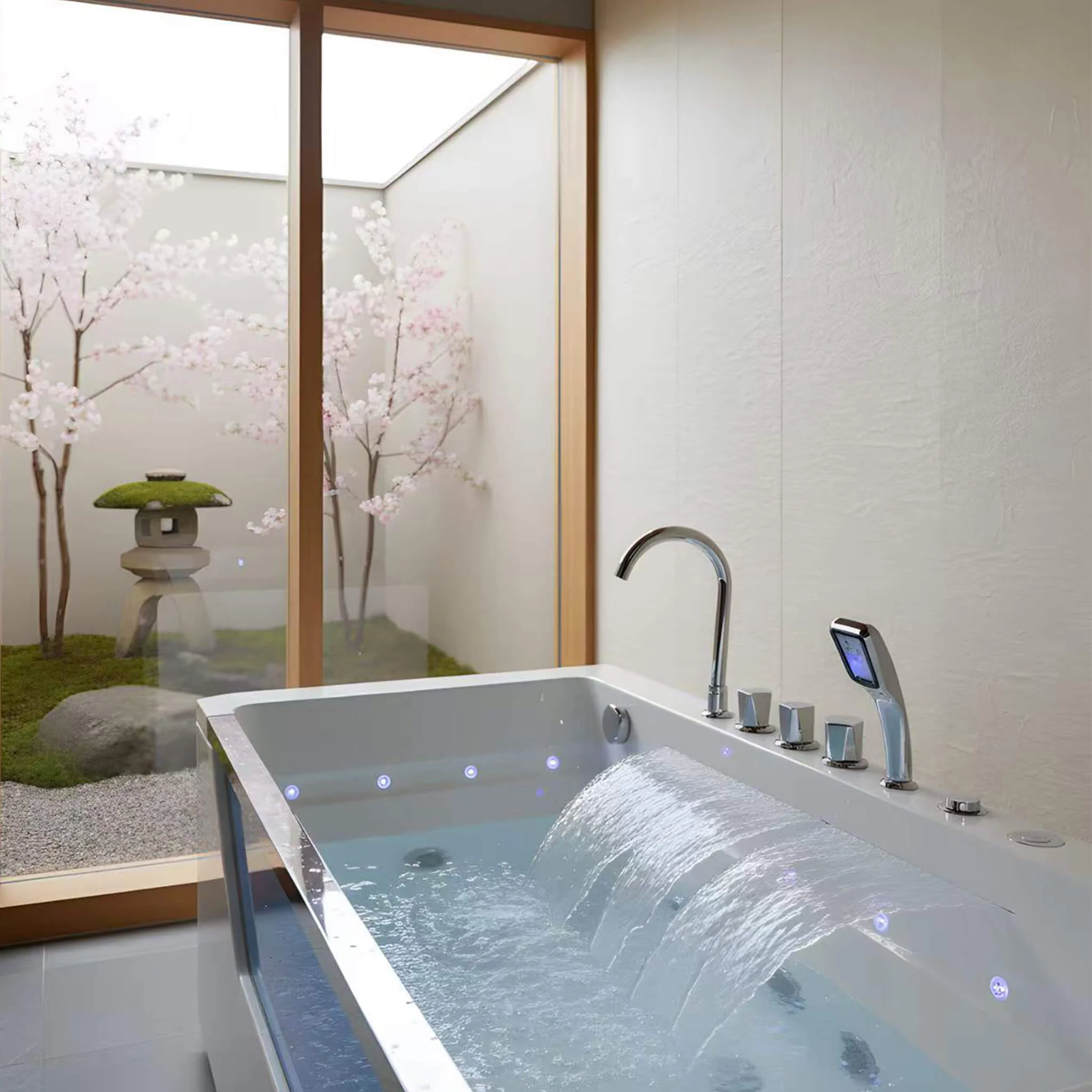 Alora Veloria 67-Inch 7-Jets Hydrotherapy Whirlpool Bathtub With Glass Panel (SAK13589) - Image 7