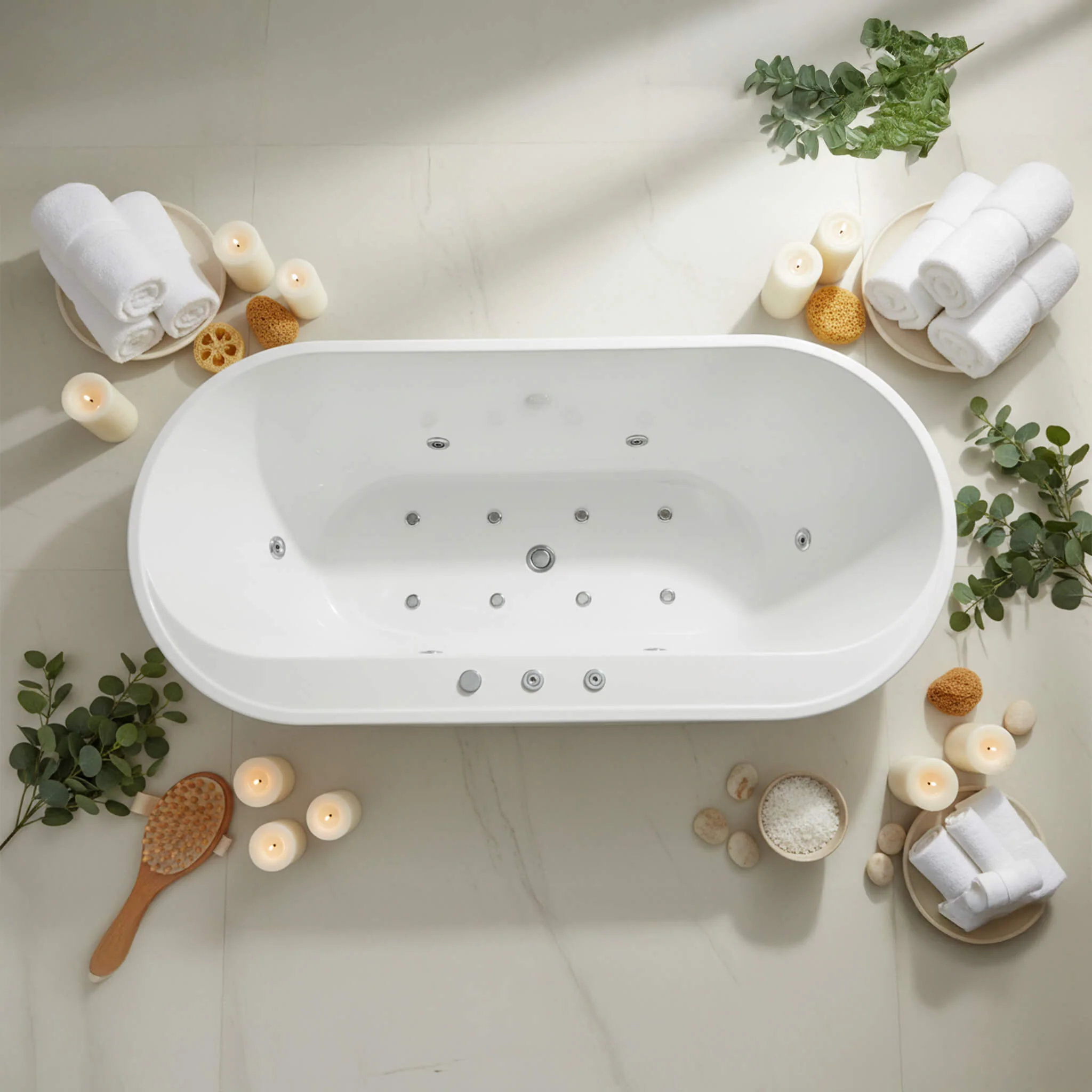 Alora Cascade 67-Inch Whirlpool Air Bath Soaking Tub With Adjustable Air Blower [No Faucet] (SAK24960) - Image 4