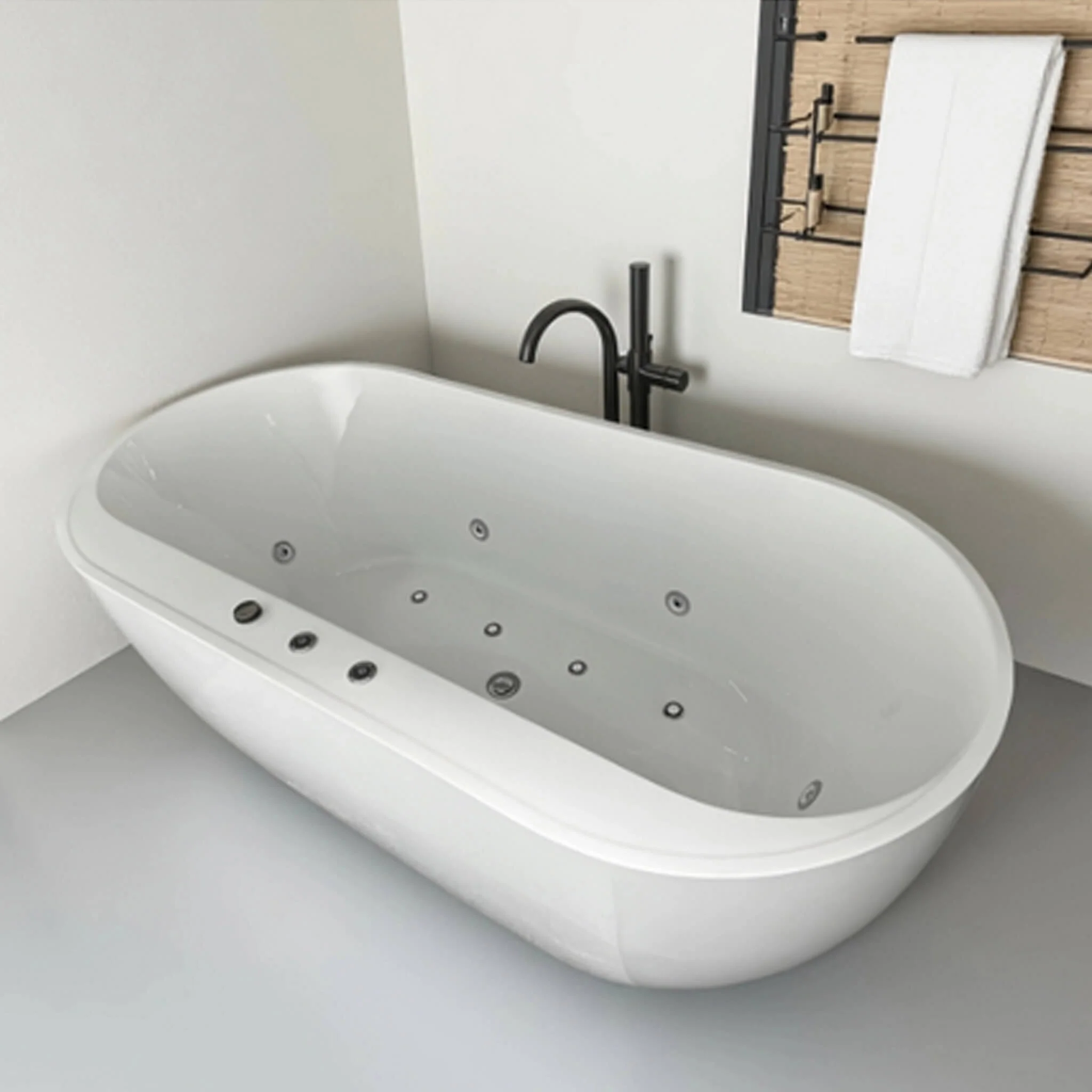Alora Cascade 67-Inch Whirlpool Air Bath Soaking Tub With Adjustable Air Blower [No Faucet] (SAK24960) - Image 5