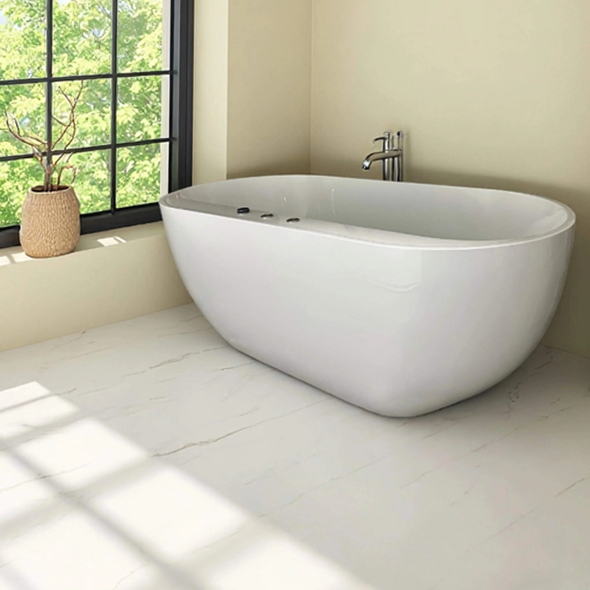 Alora Cascade 67-Inch Whirlpool Air Bath Soaking Tub With Adjustable Air Blower [No Faucet] (SAK24960) - Image 7