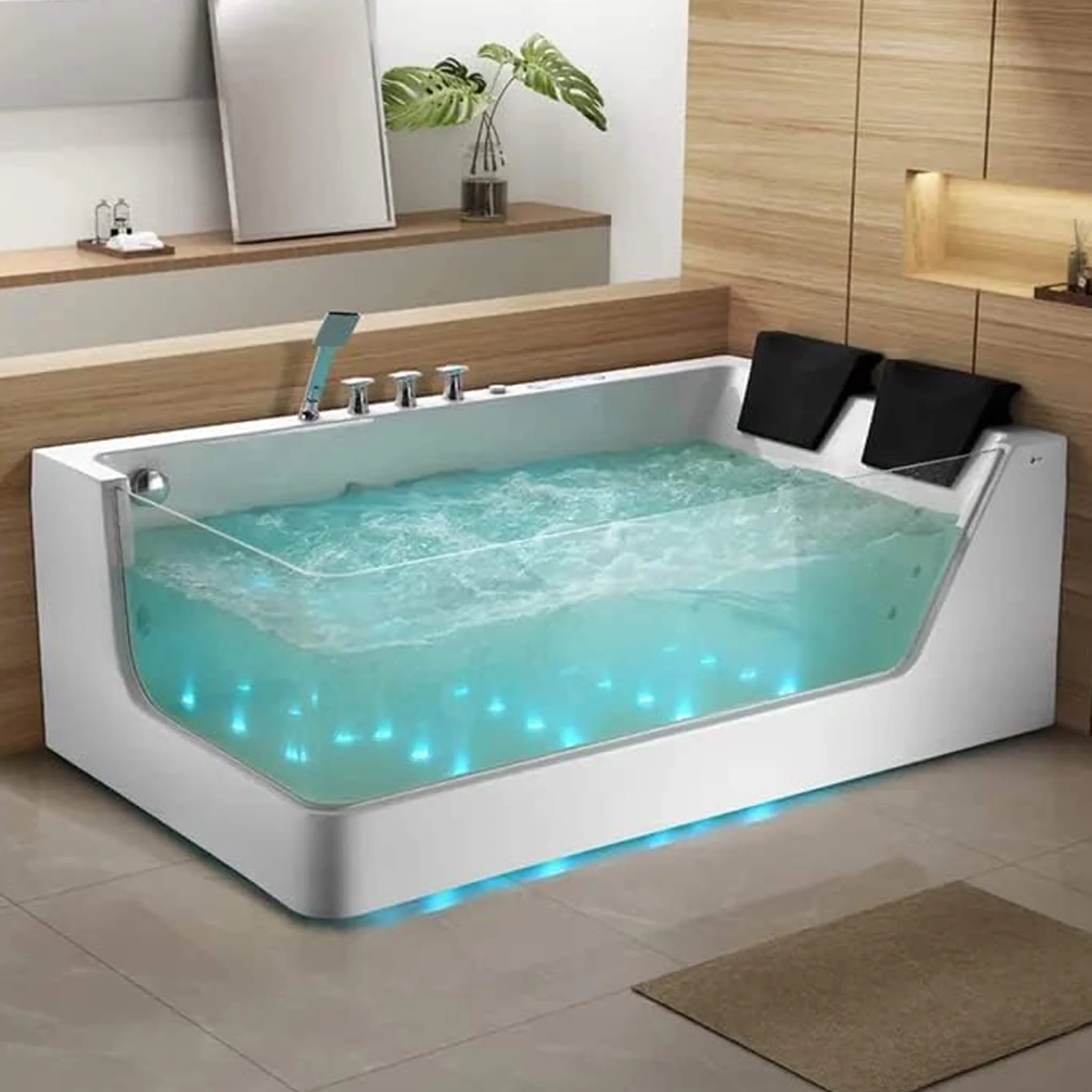 Alora Solstice 71-Inch Luxury 2-Person Acrylic Whirlpool Tub With LED Lights Jets And Faucet (SAK91752) - Image 8