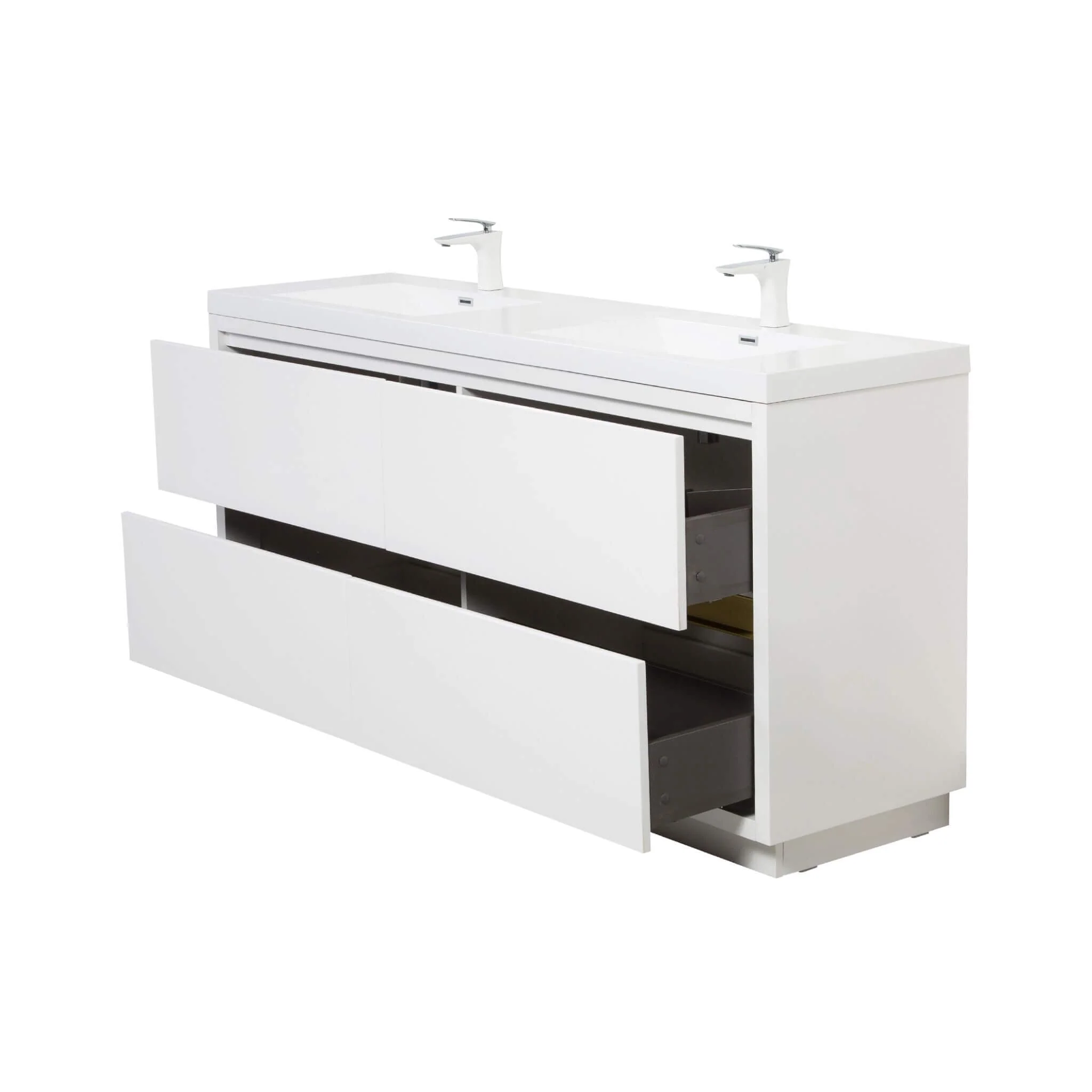 Alora 72-Inch White Freestanding Bathroom Vanity With Sink And Stone Resin Countertop (SAK31520) - Image 10