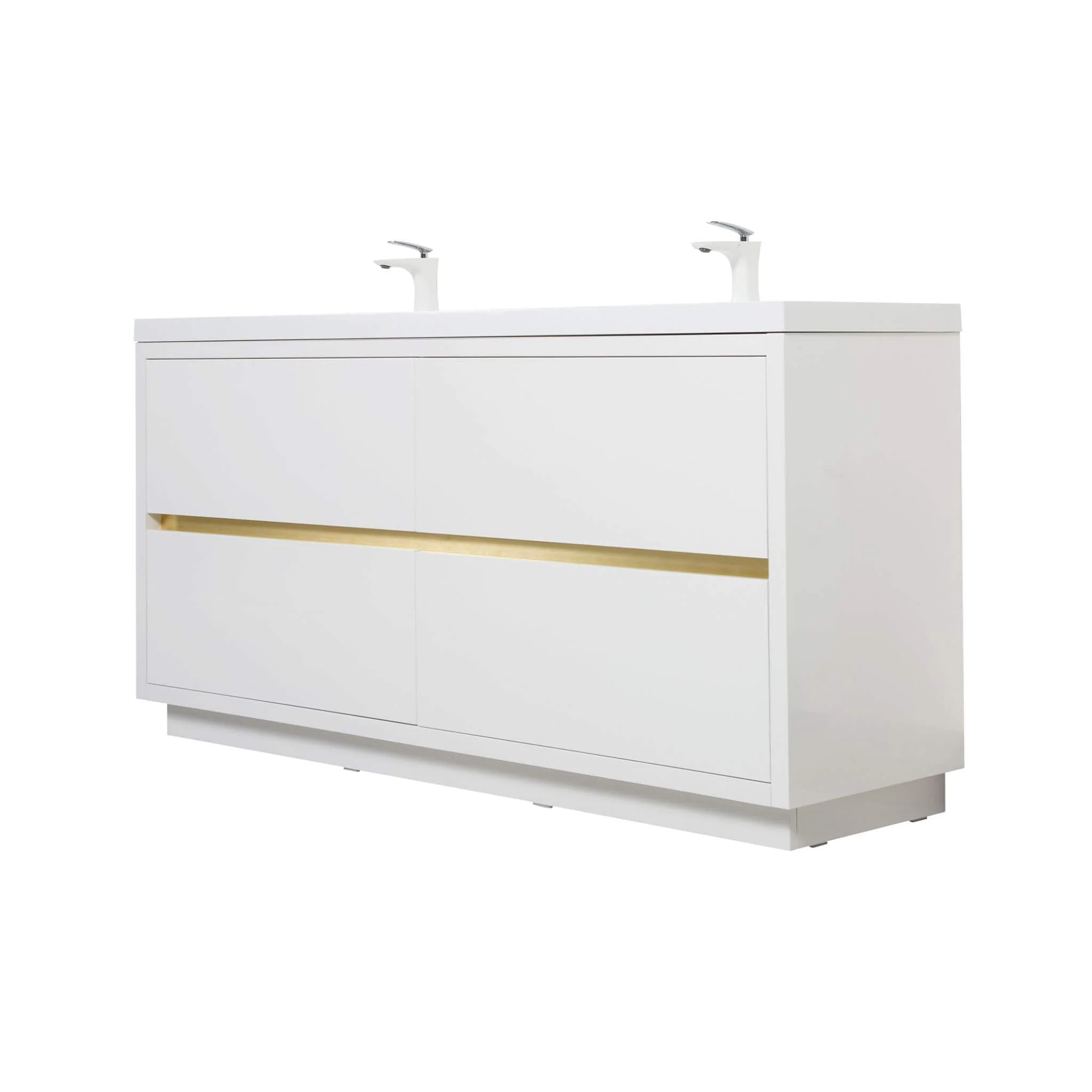 Alora 72-Inch White Freestanding Bathroom Vanity With Sink And Stone Resin Countertop (SAK31520) - Image 4