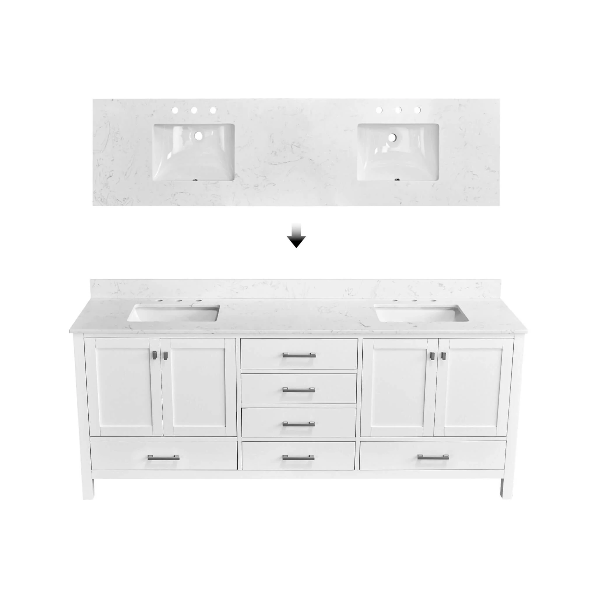 Alora 84-Inch Double Basin Freestanding Bathroom Vanity With Solid Wood Frame [No Faucet] (SAK81794) - Image 3
