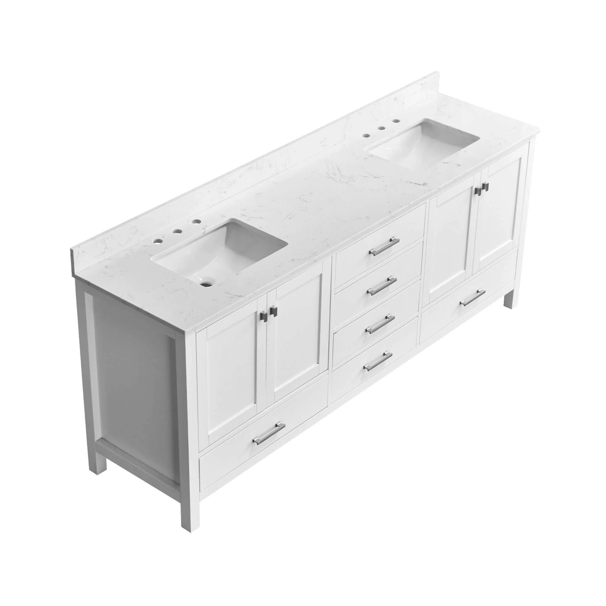 Alora 84-Inch Double Basin Freestanding Bathroom Vanity With Solid Wood Frame [No Faucet] (SAK81794) - Image 4